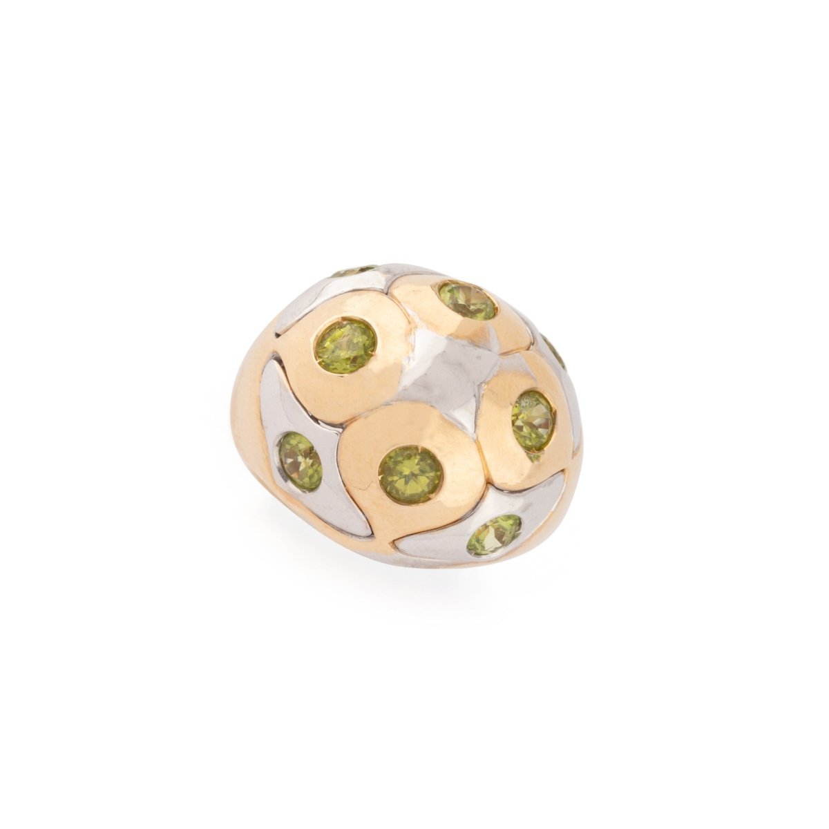 Bague boule de la maison Bvlgari péridot sur or bi - colore - Maison Eloe