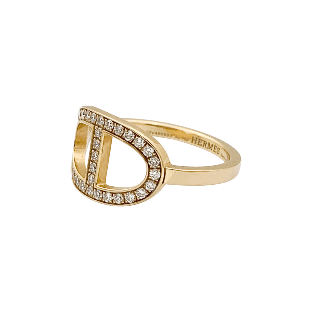 Bague Hermès, "Chaîne d'ancre contour", or rose, diamants.