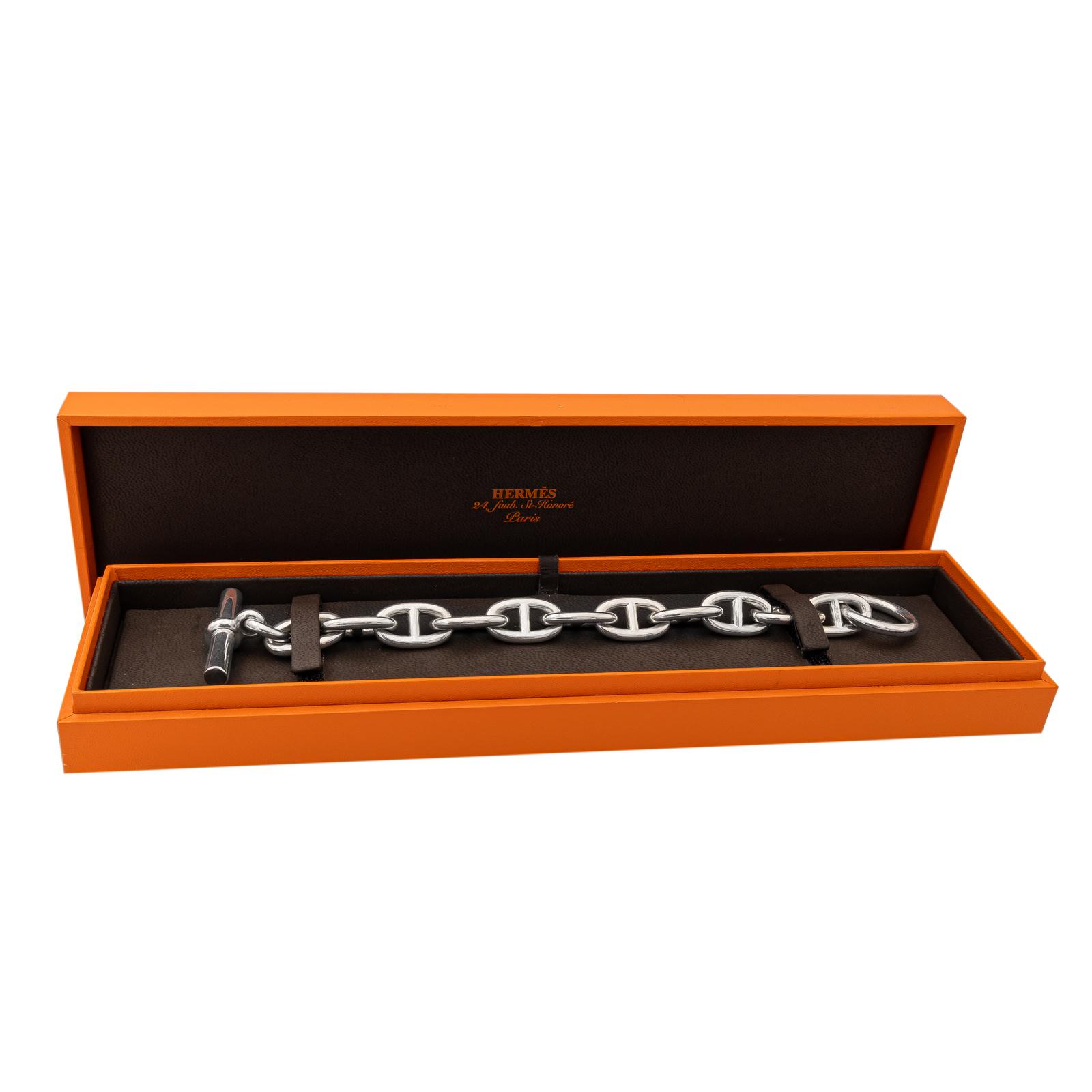 Hermès Silver Anchor Chain Bracelet