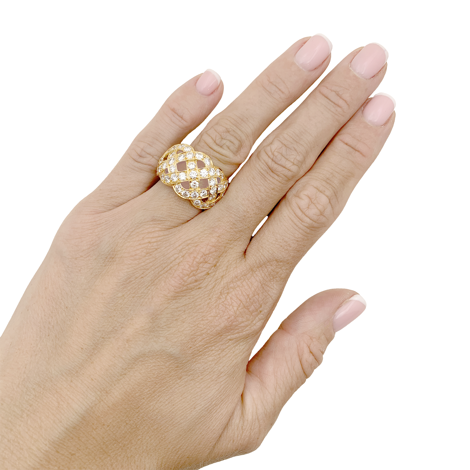 Bague Van Cleef & Arpels, « Tresse », or jaune 750/000, diamants.