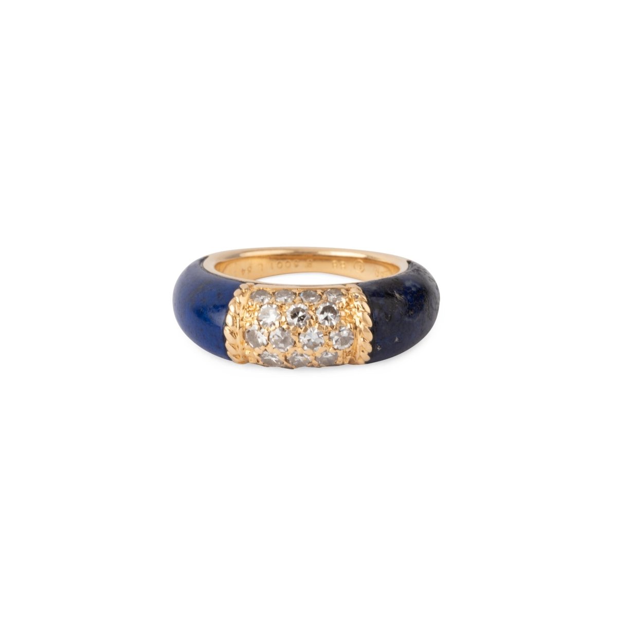 Bague Van Cleef & Arpels, collection Philippine en or jaune et lapis - lazuli et diamants - Maison Eloe