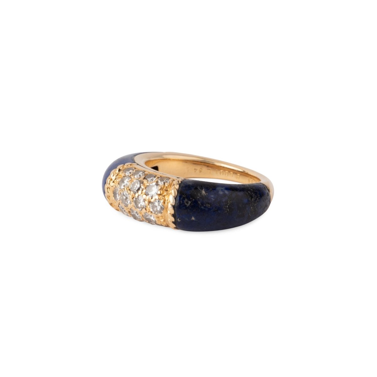Bague Van Cleef & Arpels, collection Philippine en or jaune et lapis - lazuli et diamants - Maison Eloe