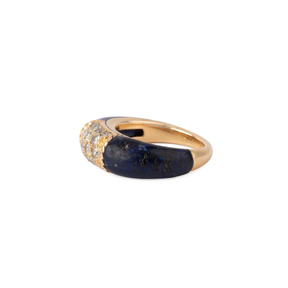 Bague Van Cleef & Arpels, collection Philippine en or jaune et lapis - lazuli et diamants - Maison Eloe