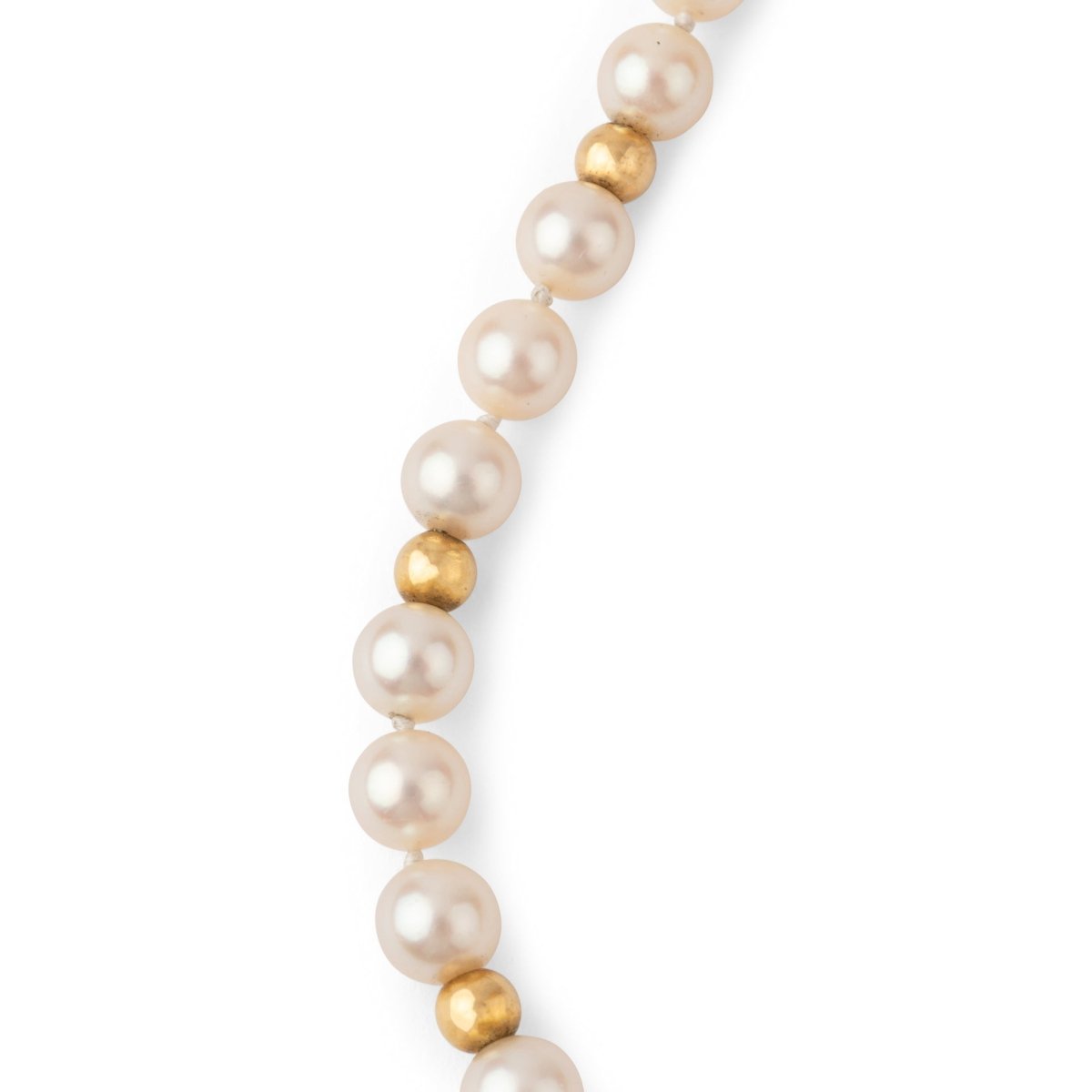 Dinh Van Collier perles Akoya et boules d'or fermoir menottes - Maison Eloe