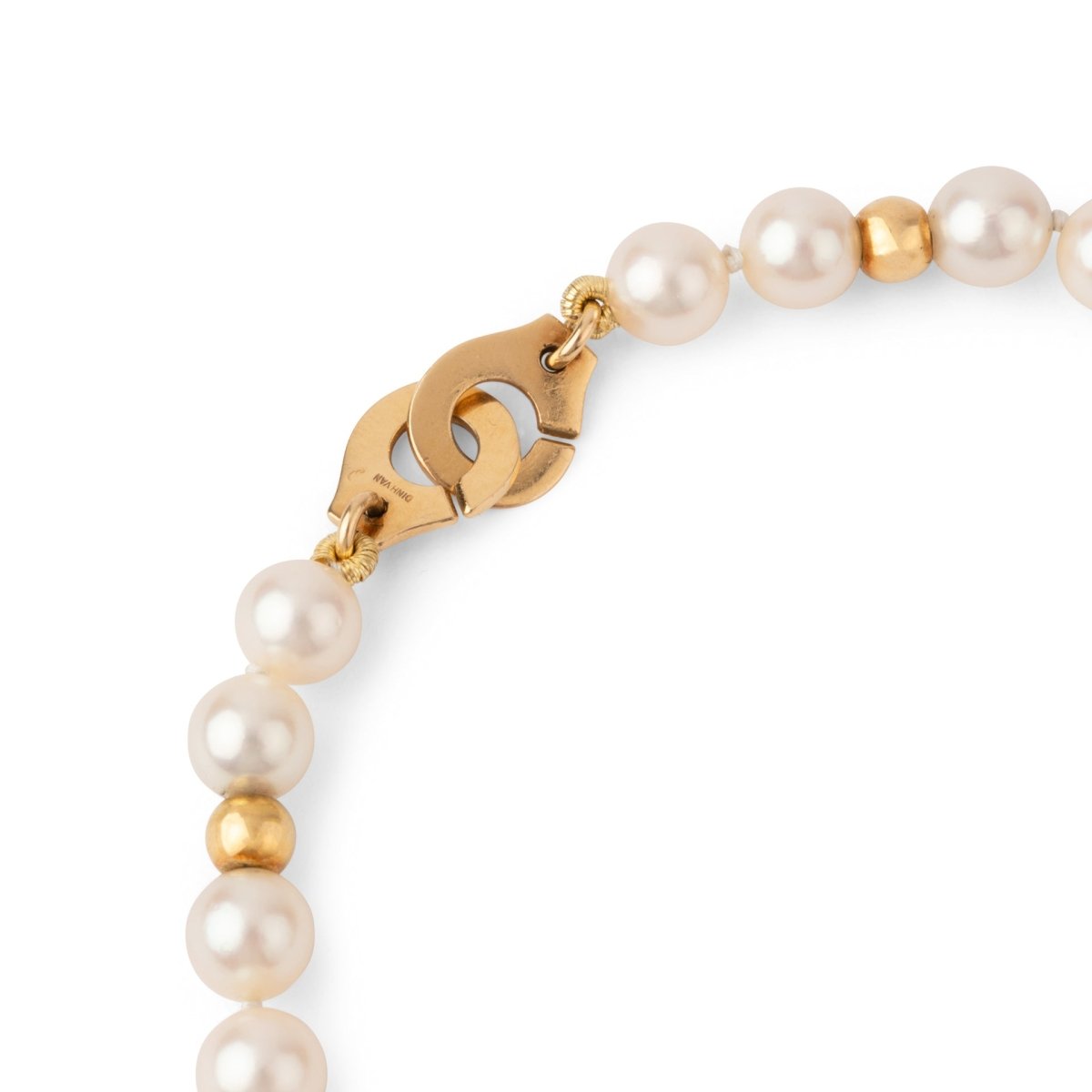 Dinh Van Collier perles Akoya et boules d'or fermoir menottes - Maison Eloe