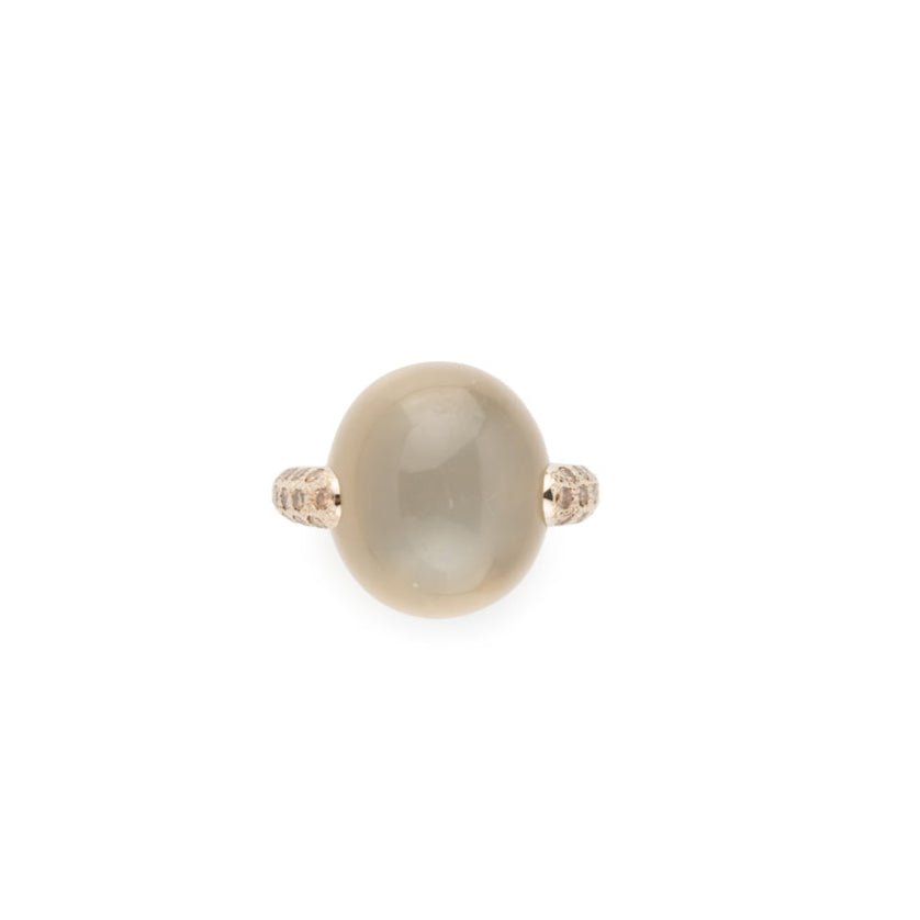 Bague Pomellato or gris modèle Luna en calcédoine et diamant. - Maison Eloe