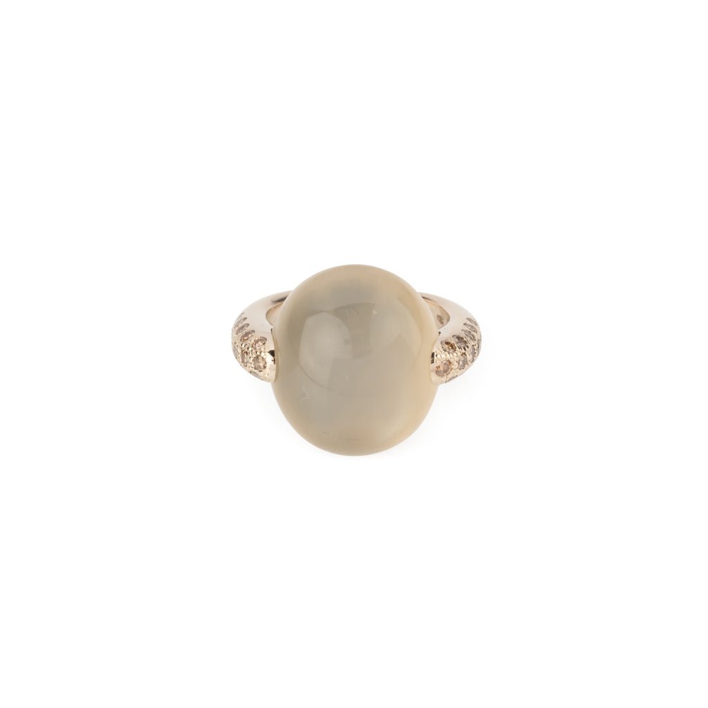 Bague Pomellato or gris modèle Luna en calcédoine et diamant. - Maison Eloe