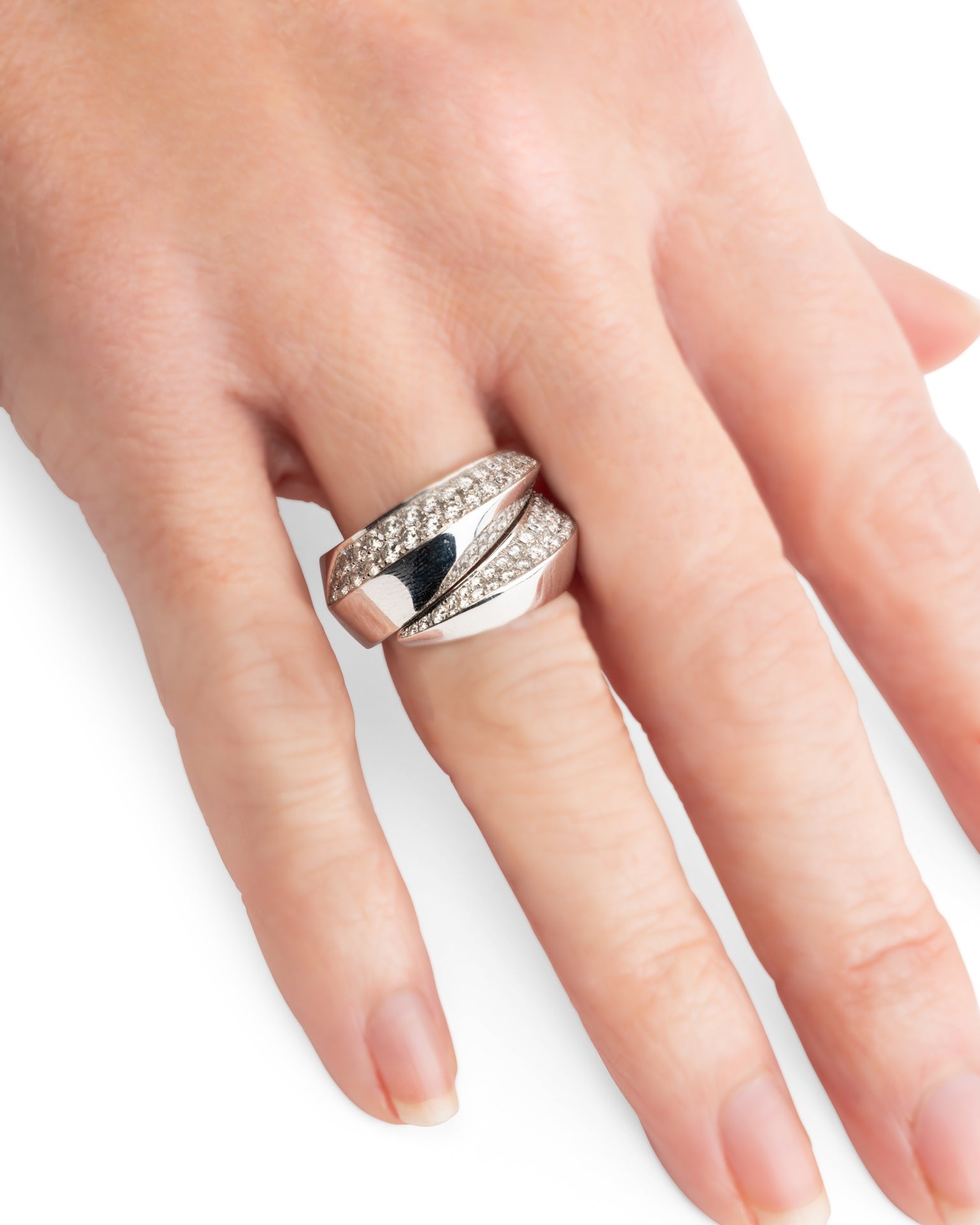 Cartier bague "Panthère griffe" Vintage or blanc diamants authentifiée