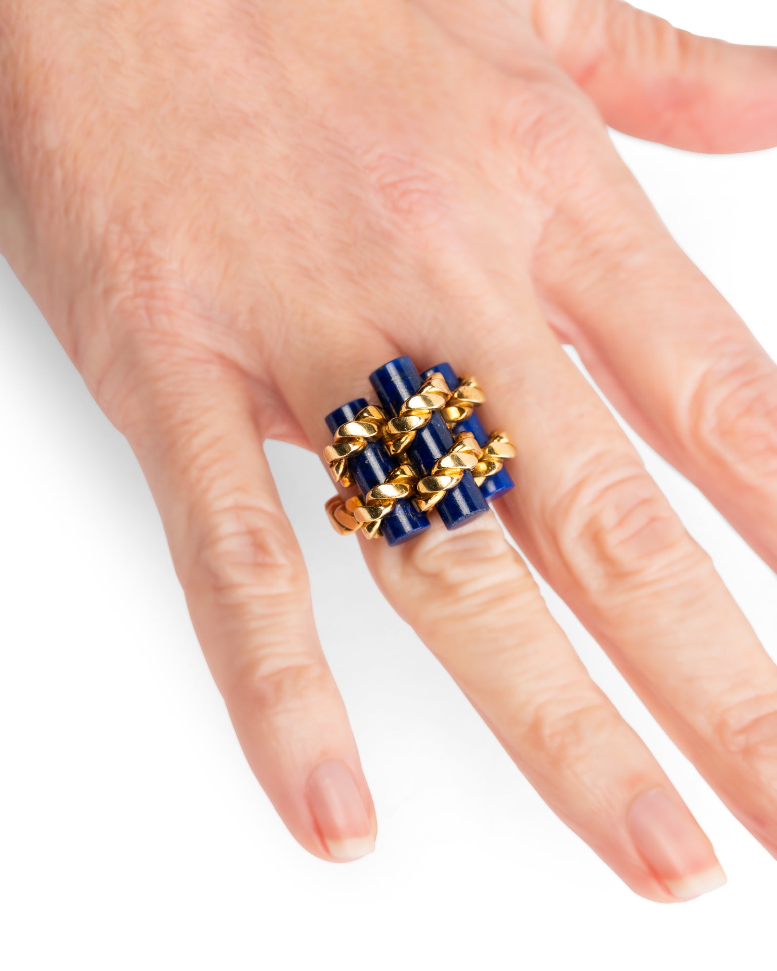 Bague " Cordée" vintage signée Fred Or Lapis-Lazuli "Pinky Ring"