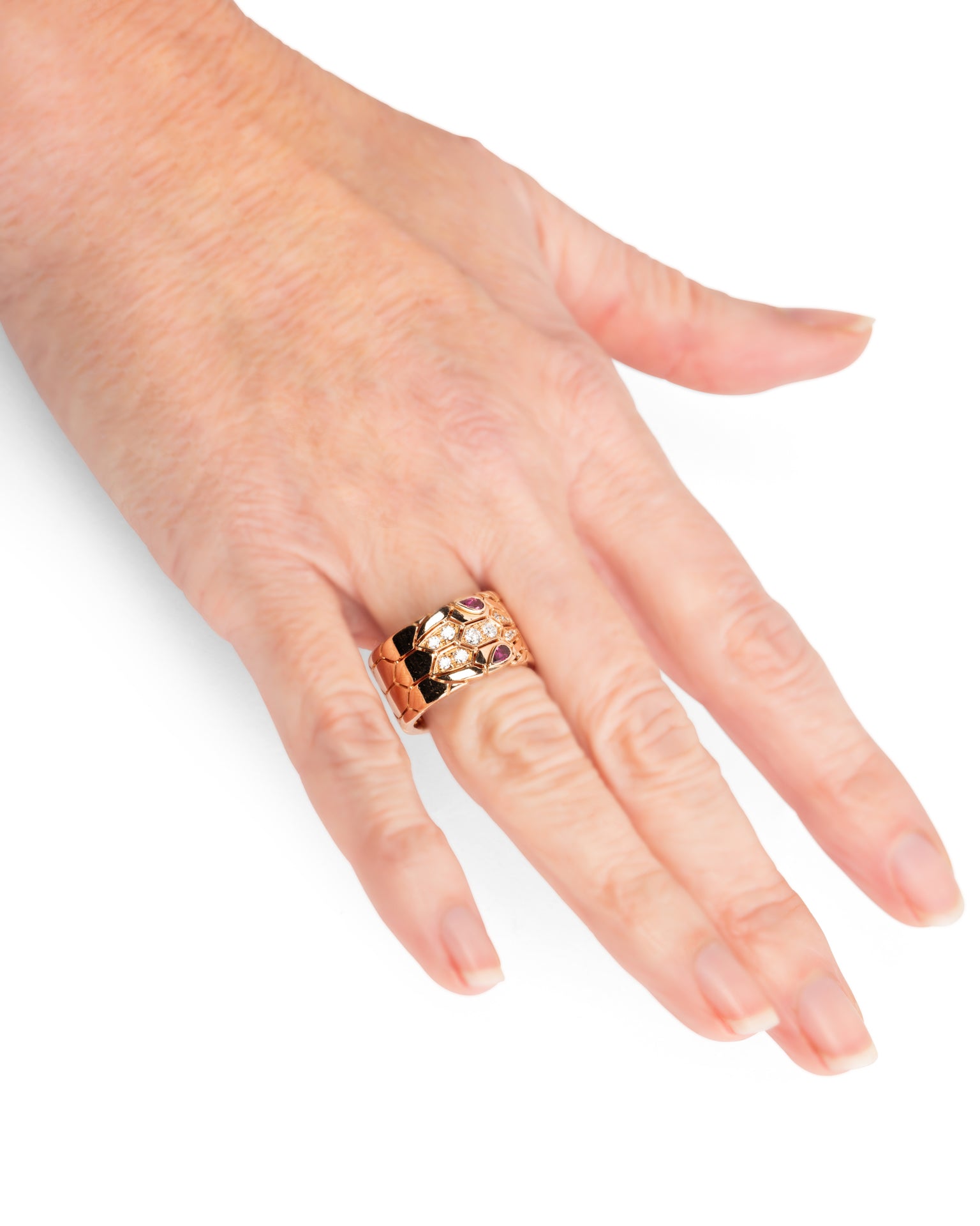 Bague Bvlgari Serpenti Or Rose Diamants Tourmalines