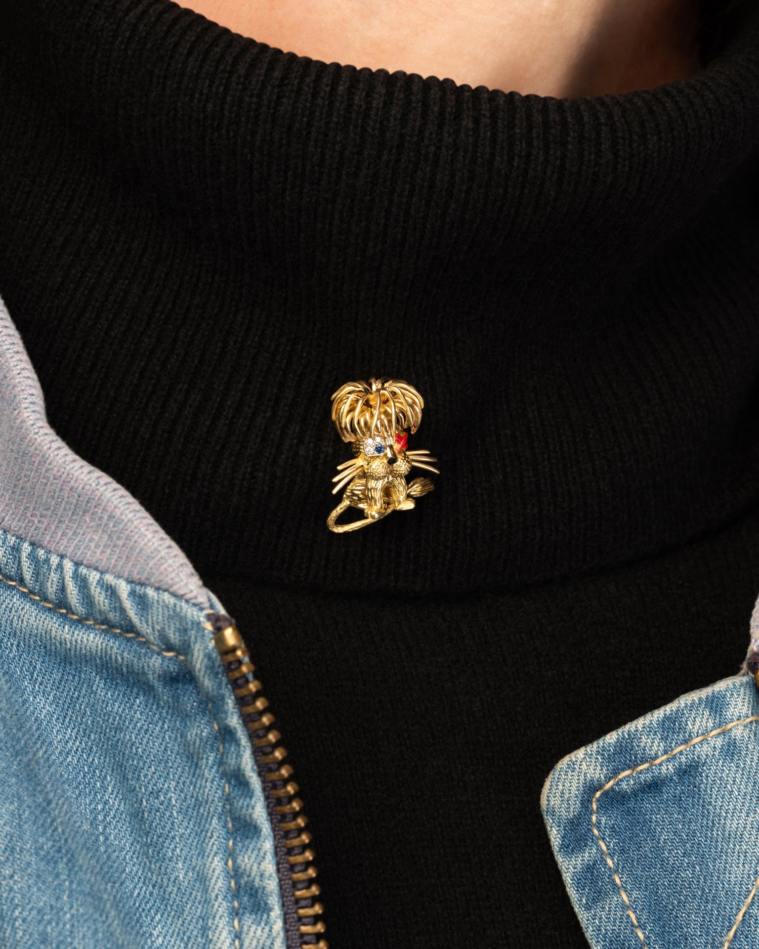 Fred, Broche Vintage Lion Borgne mini