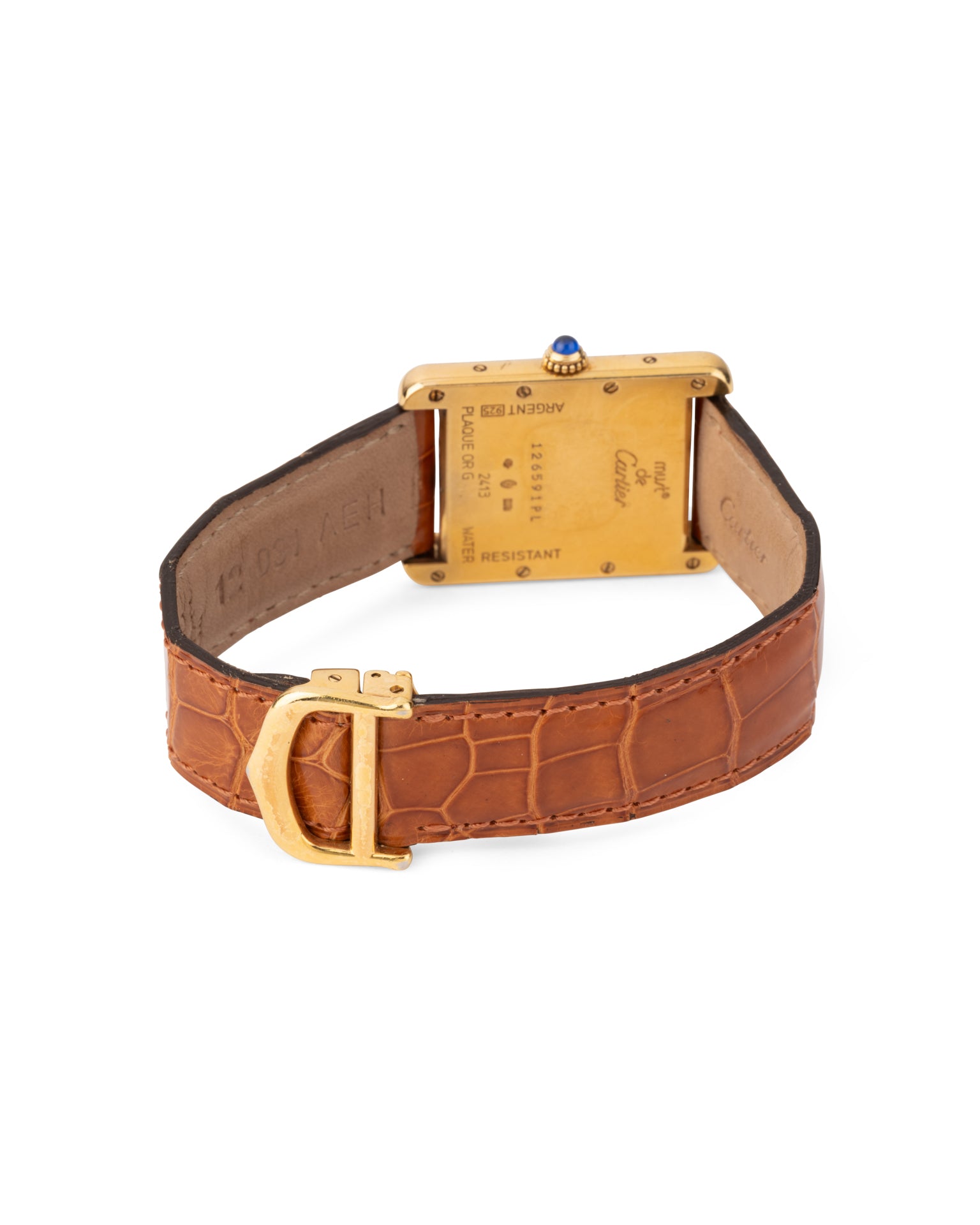 Cartier Montre Tank Must vintage Vermeil sur Cuir