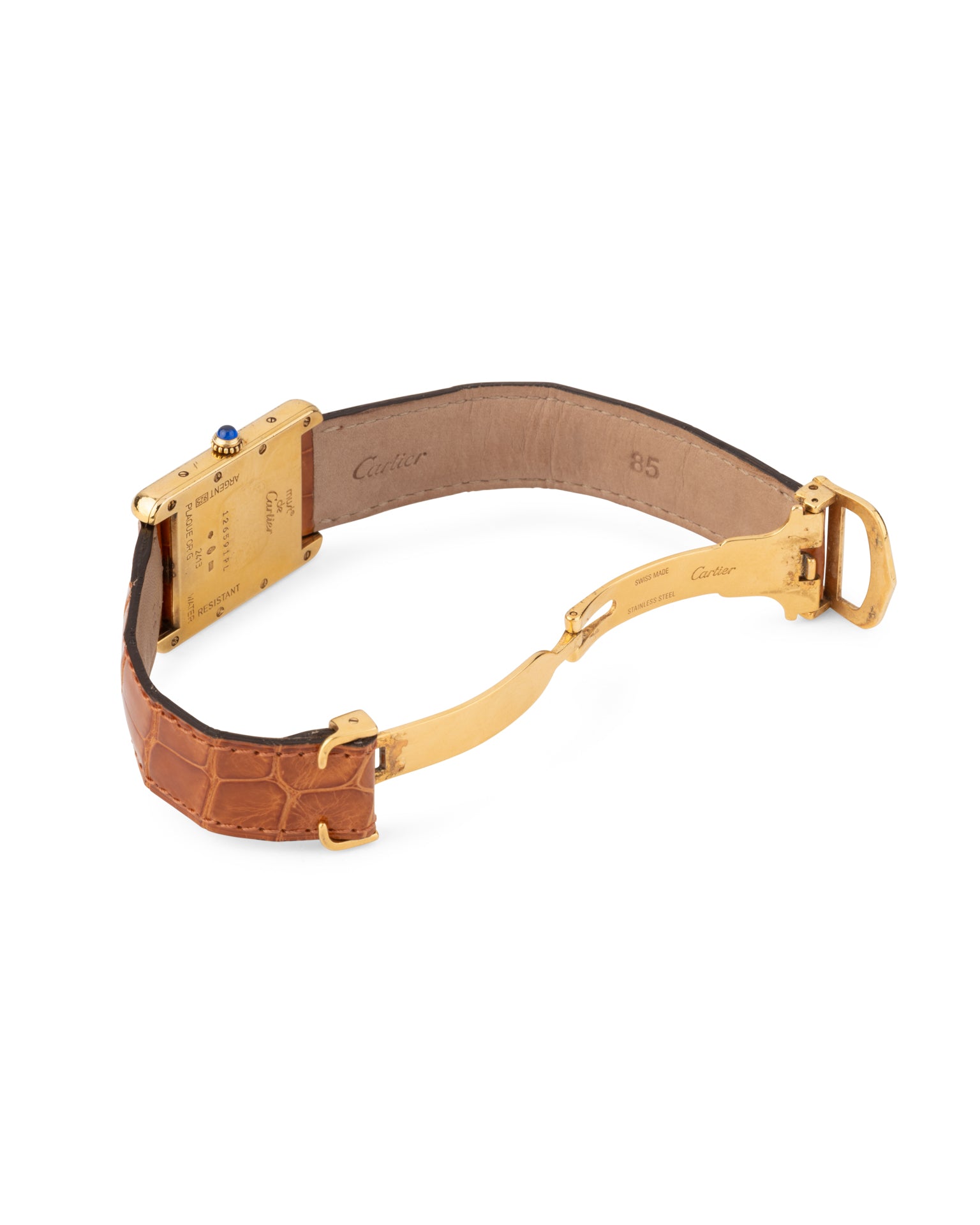 Cartier Montre Tank Must vintage Vermeil sur Cuir