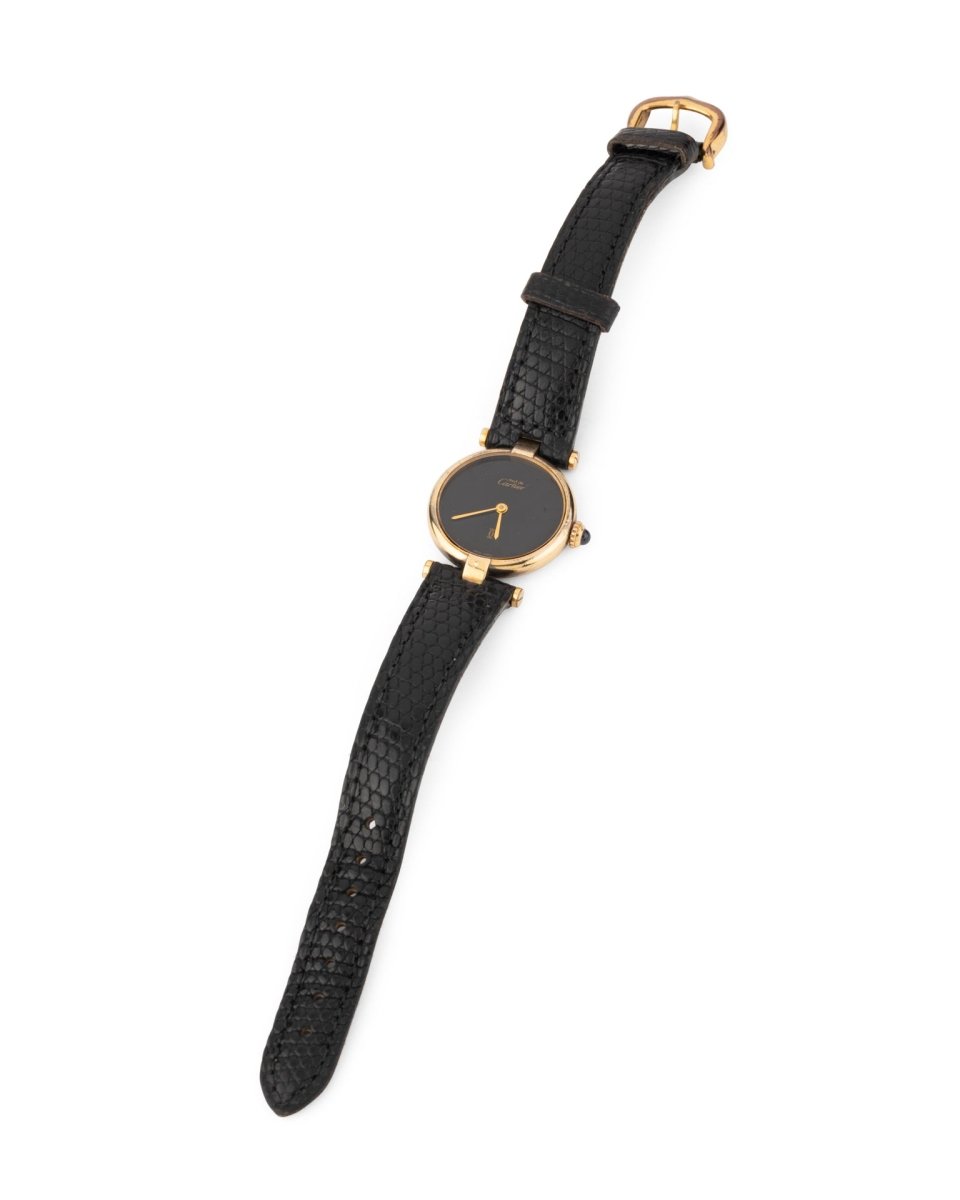Cartier, Montre Vintage Must de Cartier Ronde Vermeil sur cuir - Maison Eloe