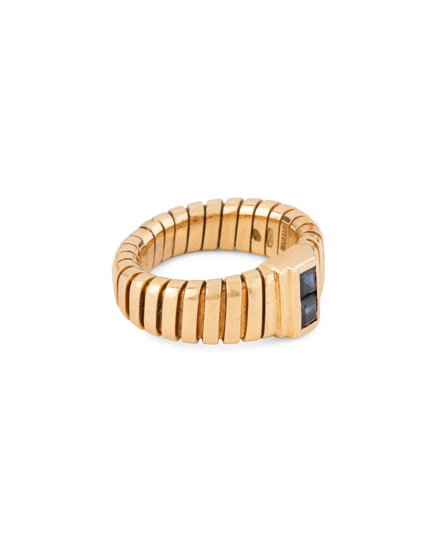 Bague Bulgari Tubogas Vintage Or et Saphir