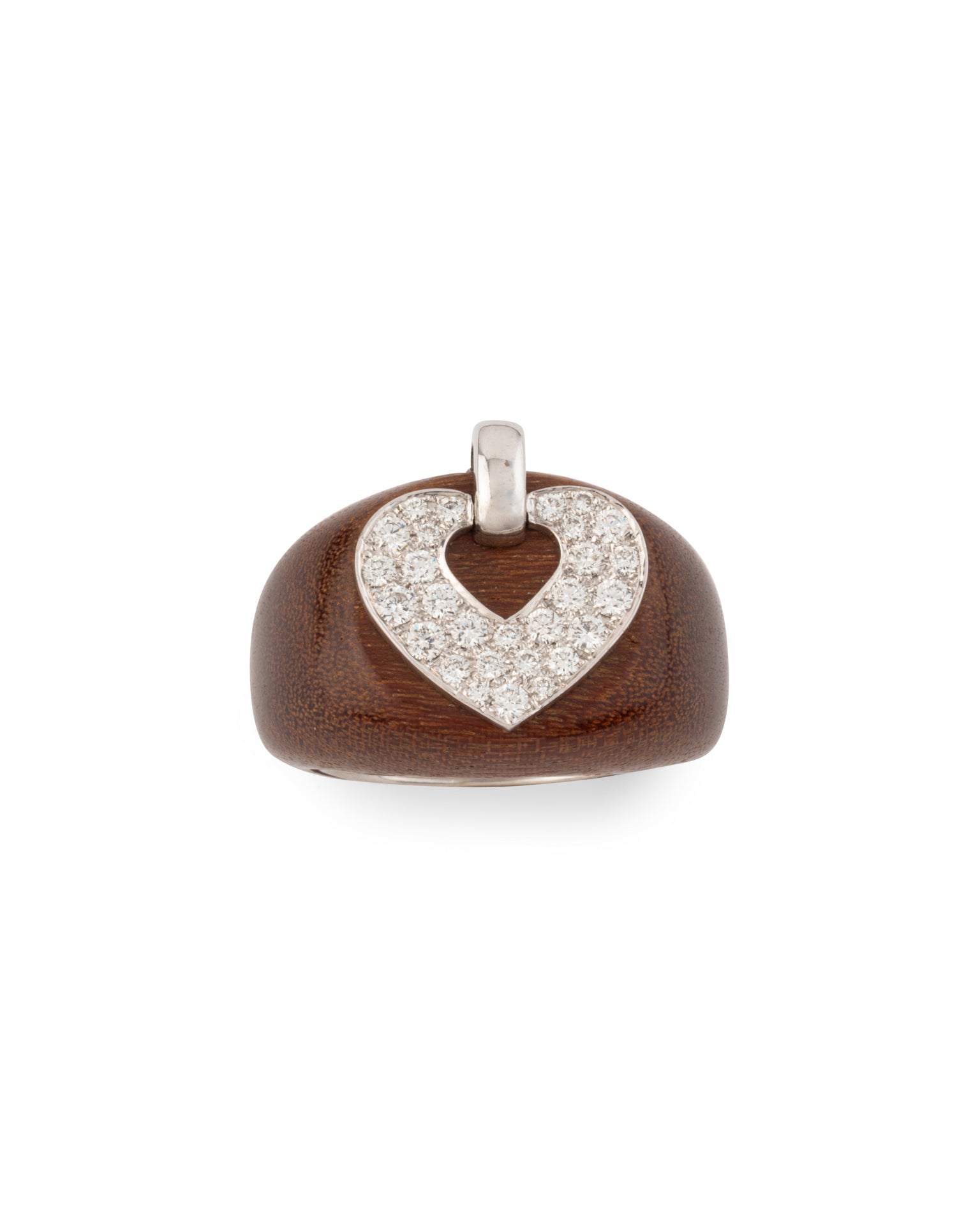 Bague Poiray Vintage Coeur Secret Diamants sur bois et Or Blanc