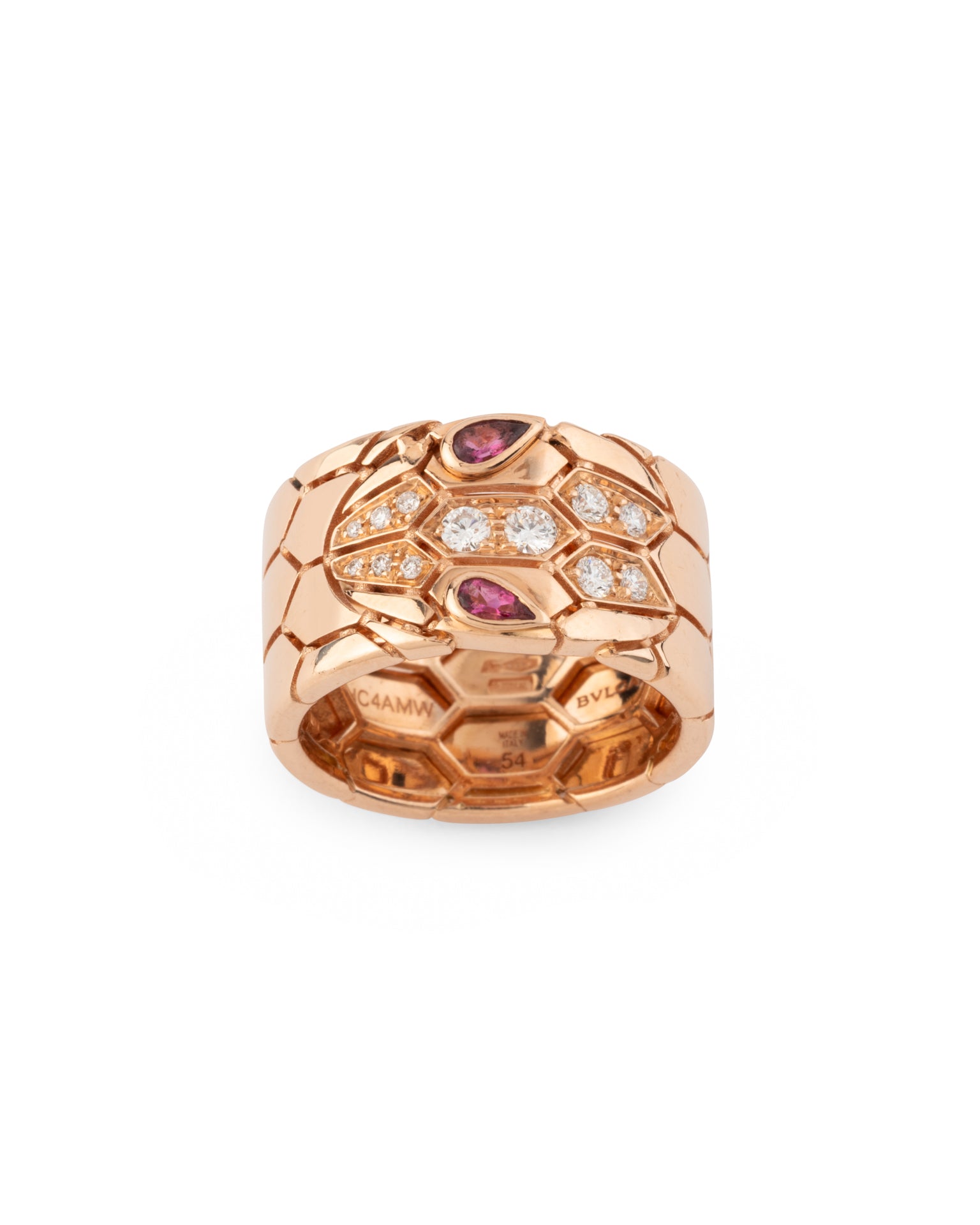 Bague Bvlgari Serpenti Or Rose Diamants Tourmalines occasion vers 2016