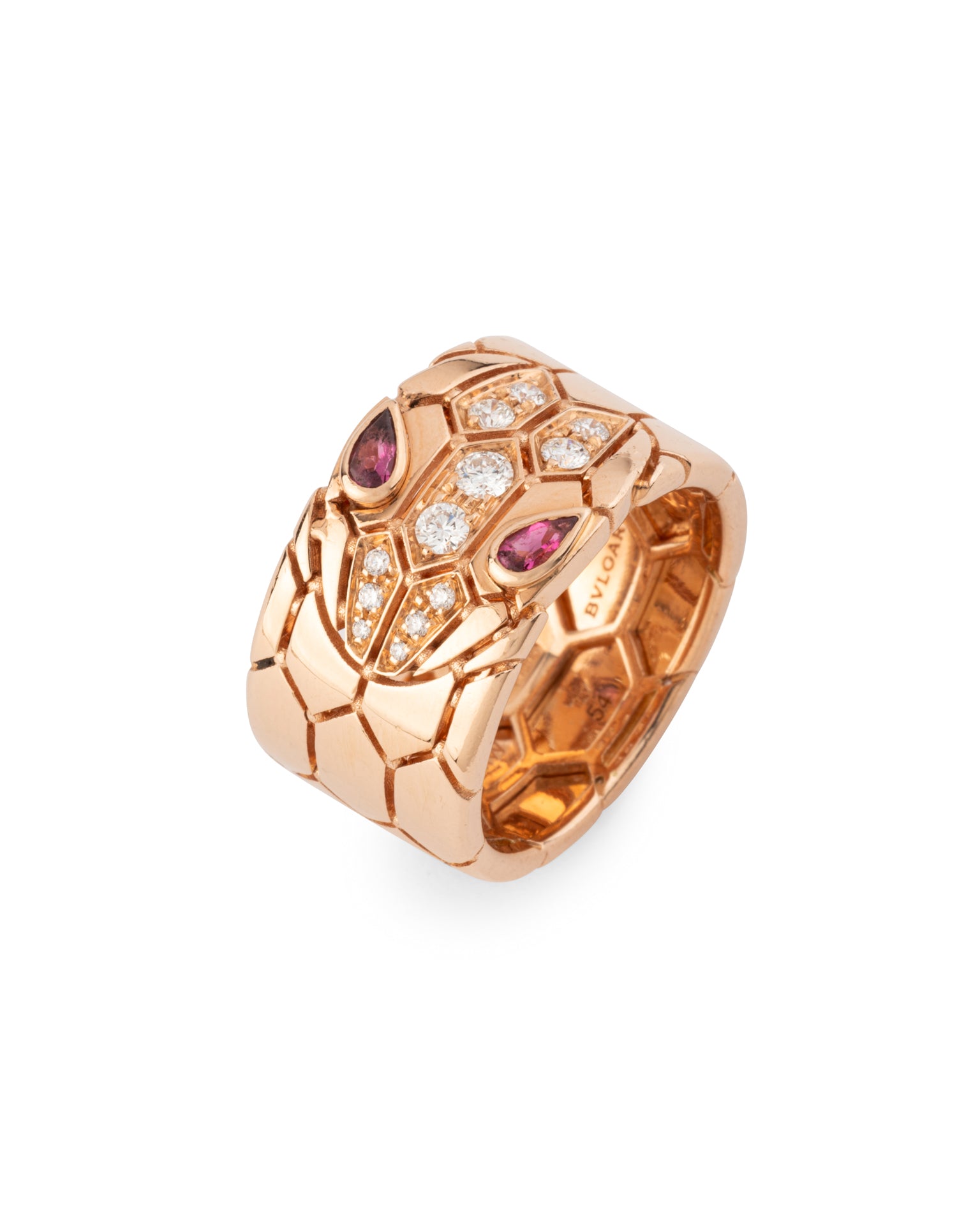 Bague Bvlgari Serpenti Or Rose Diamants Tourmalines
