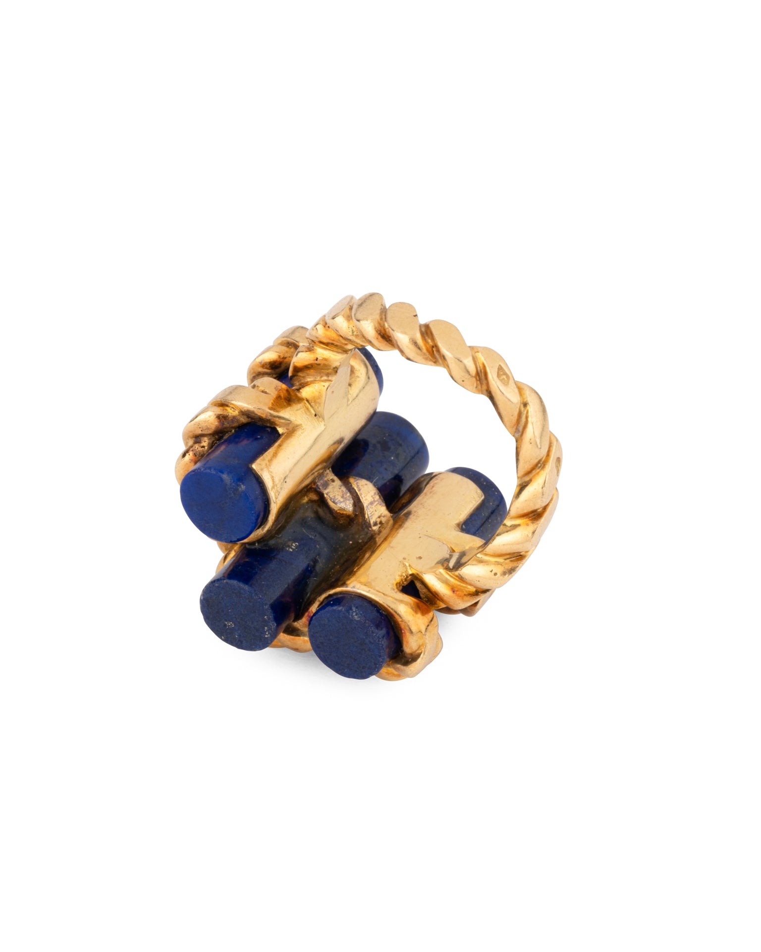 Bague vintage Fred Or Lapis-Lazuli Pinky Ring