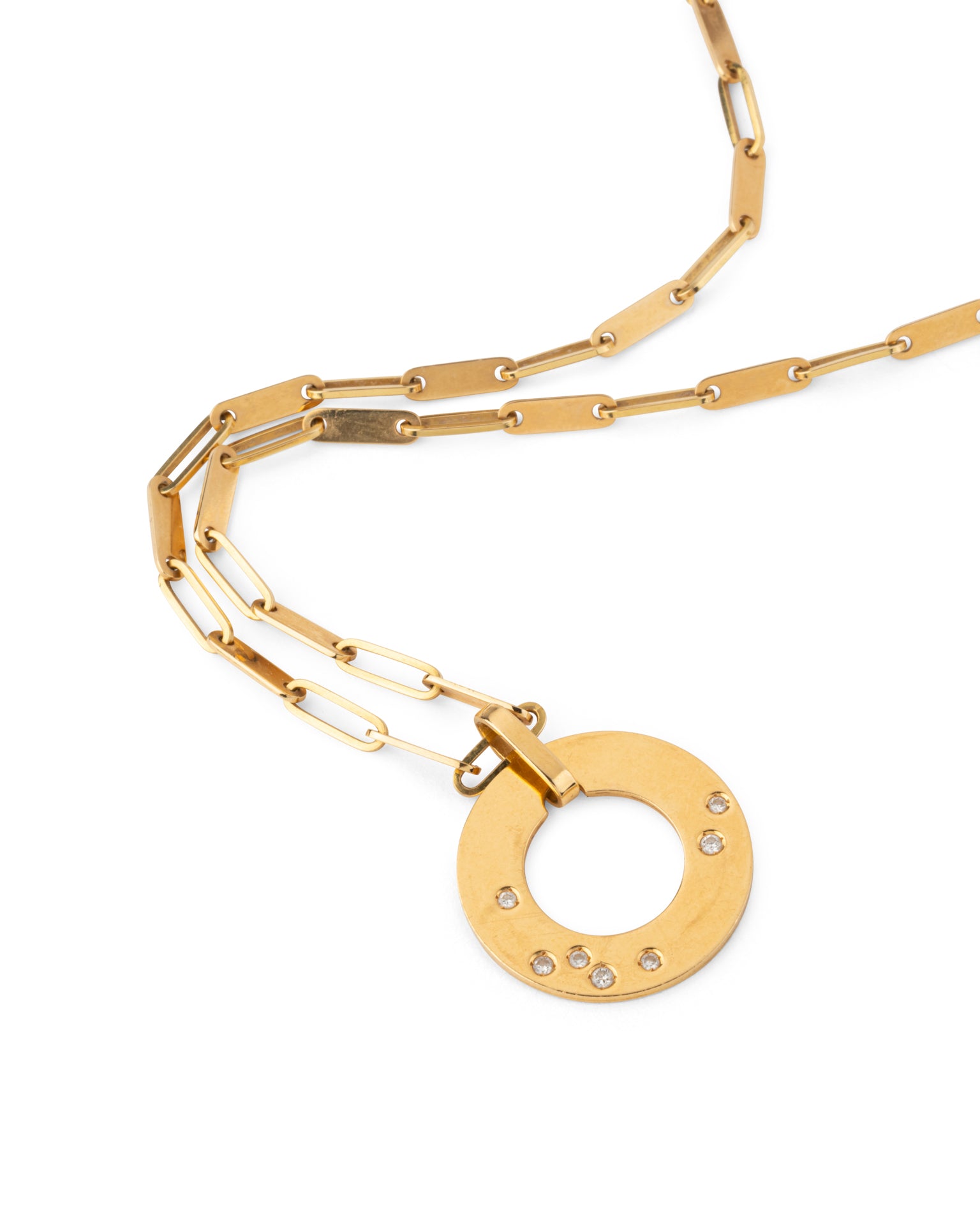 Dinh Van Yellow Gold Diamond Target Necklace