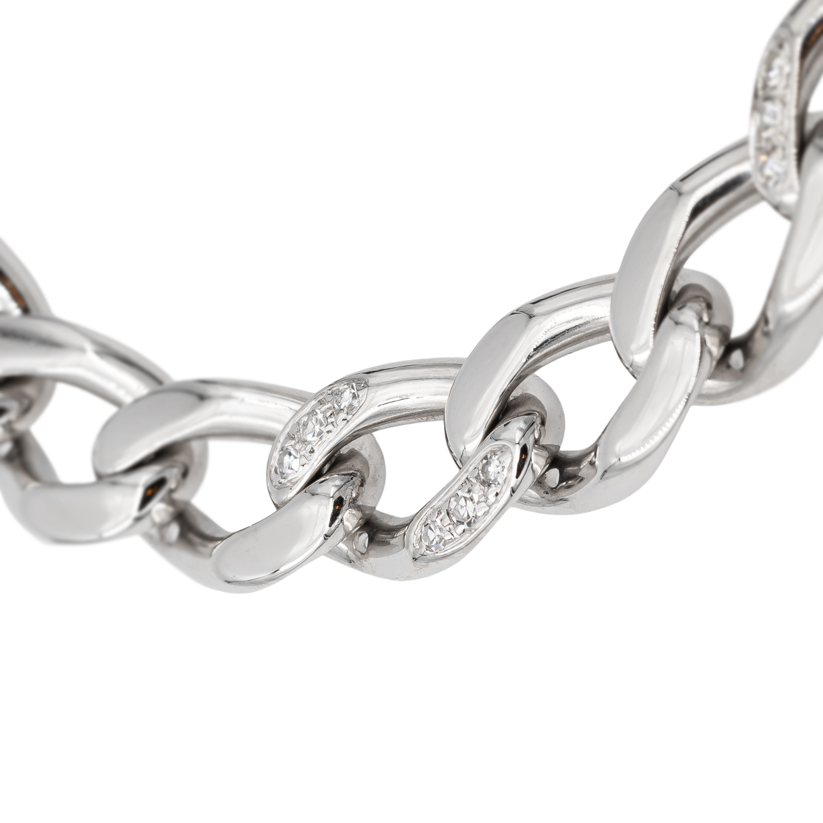 Cartier Curb Link Bracelet White Gold Diamond