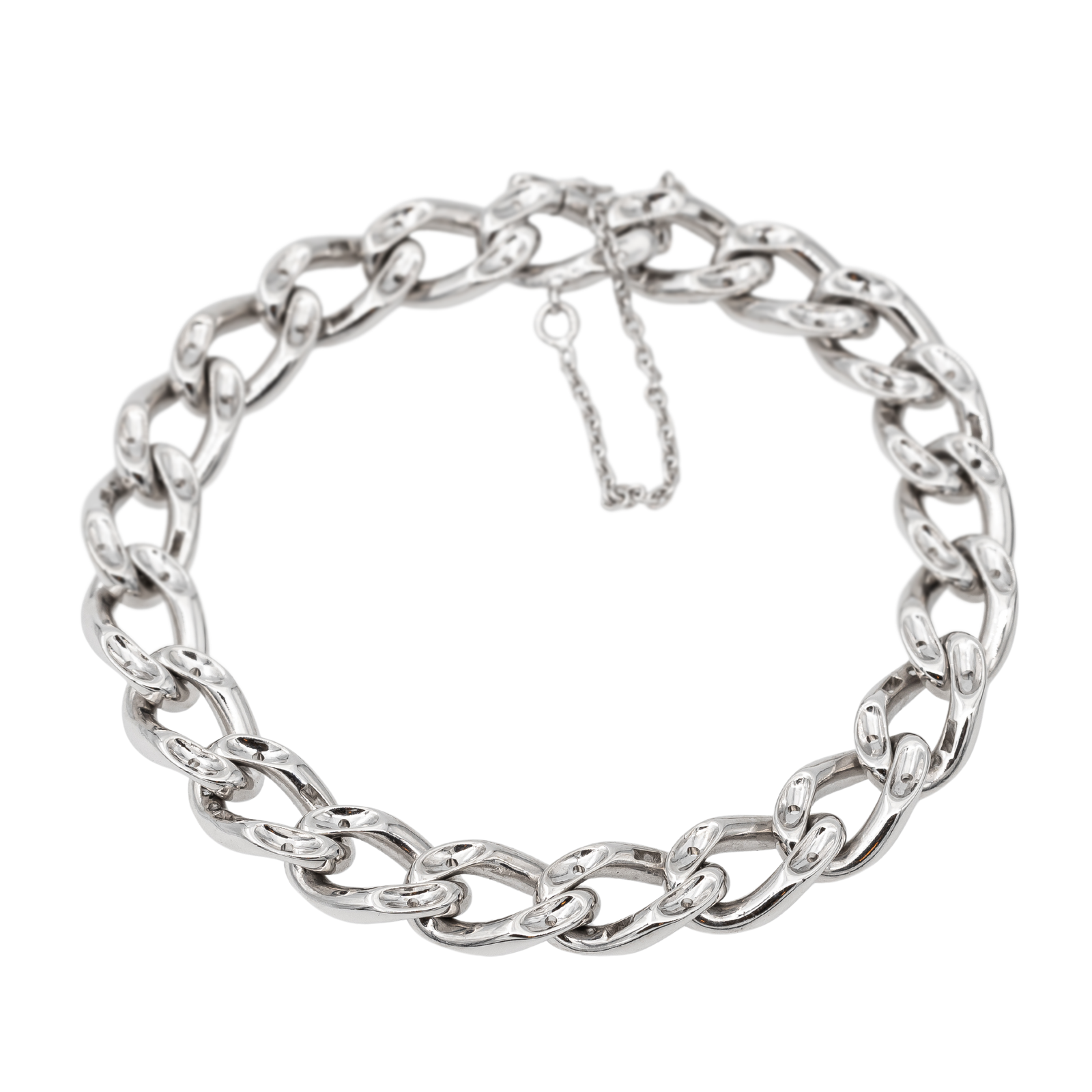 Cartier Curb Link Bracelet White Gold Diamond