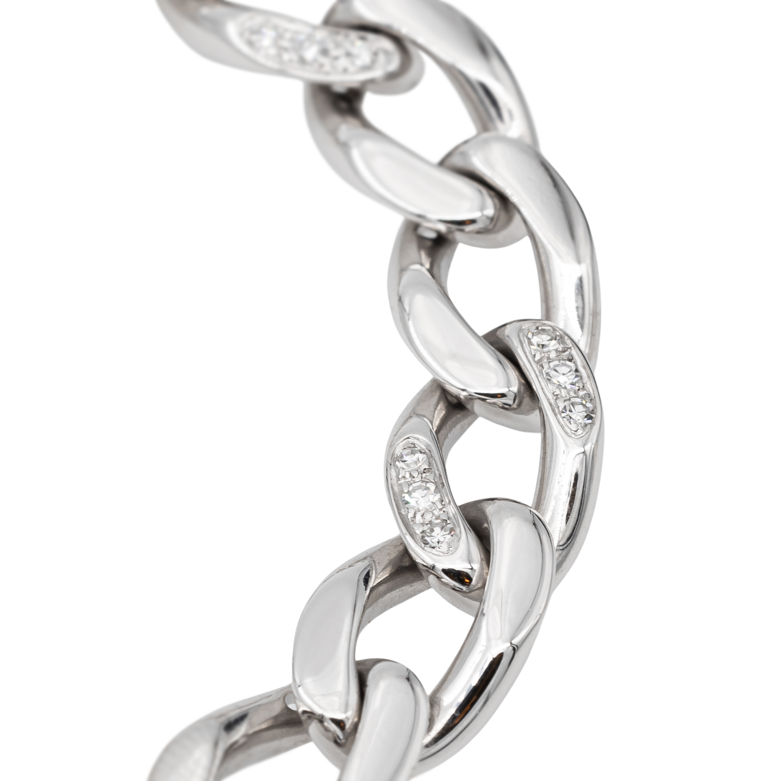 Cartier Curb Link Bracelet White Gold Diamond