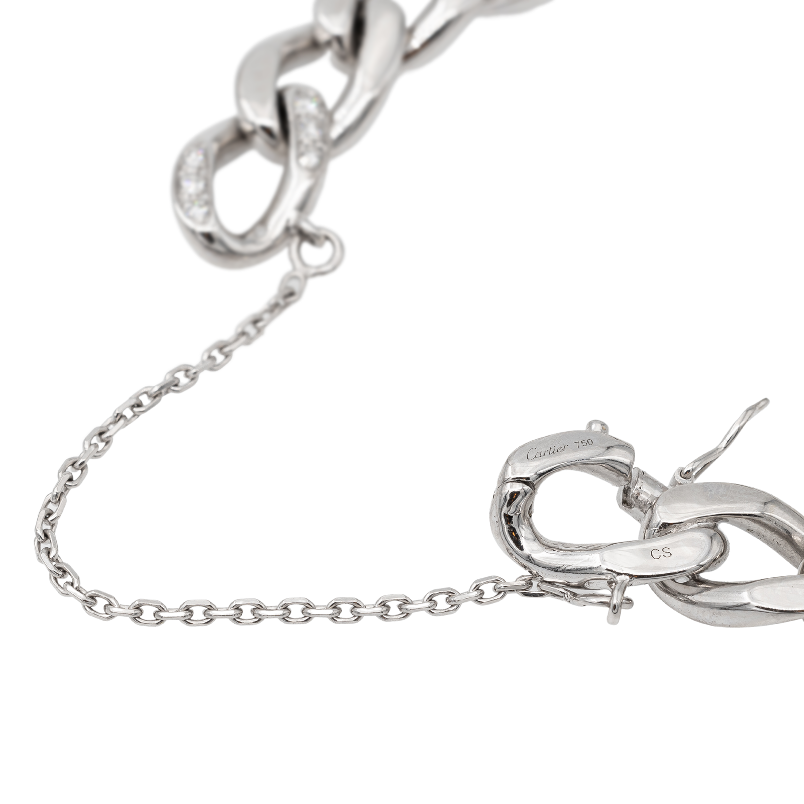 Cartier Curb Link Bracelet White Gold Diamond