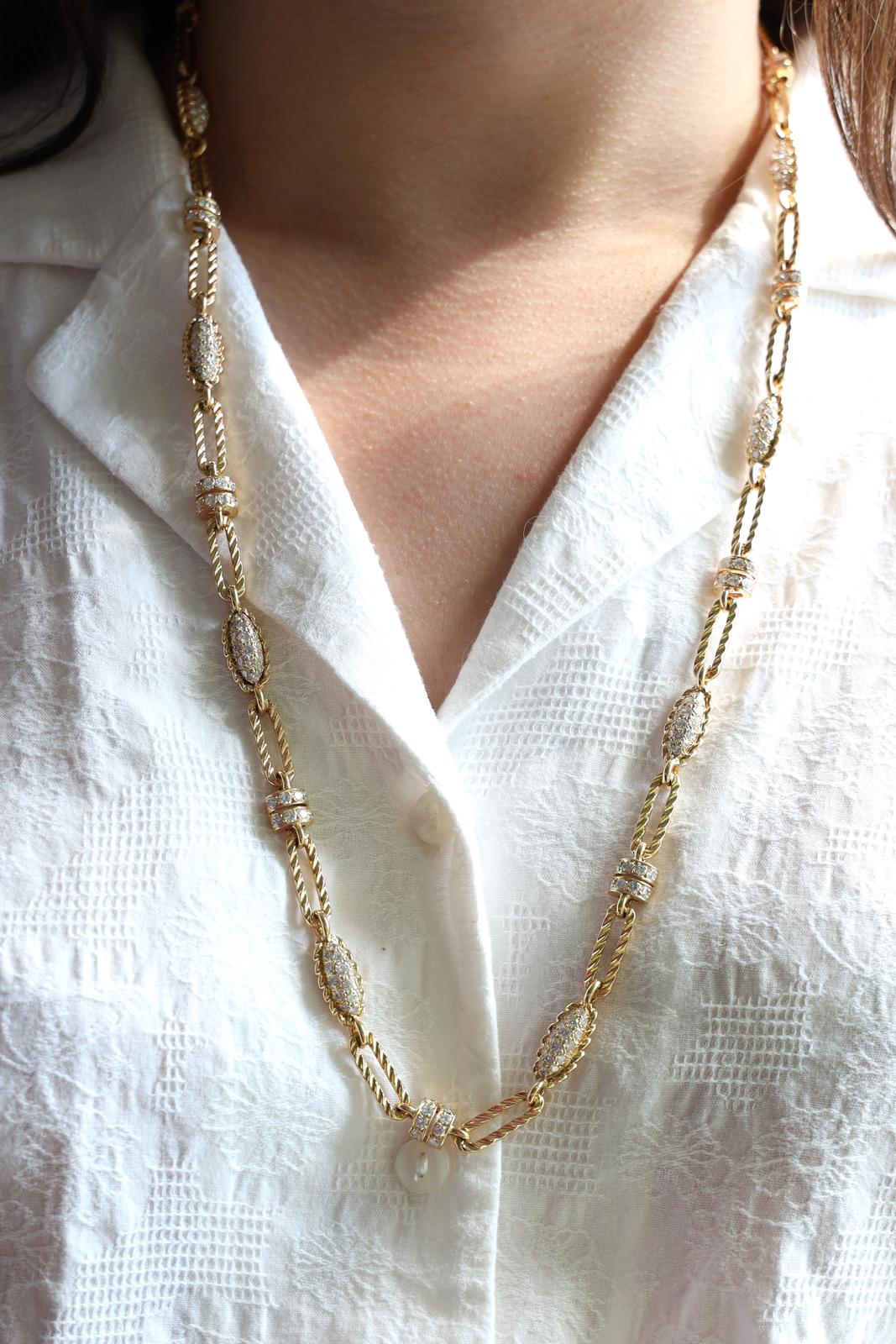 Fred Collier Sautoir  Or jaune Diamant