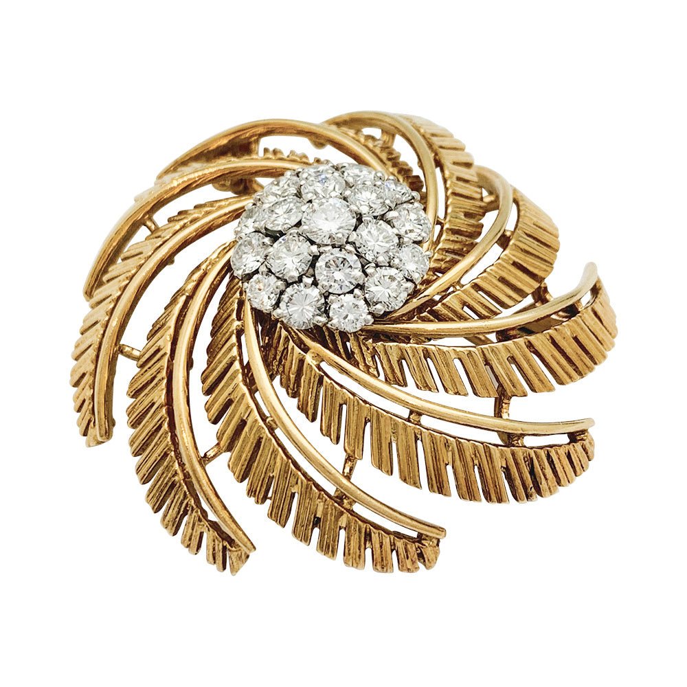 Clip vintage Cartier, or jaune et diamants. - Maison Eloe