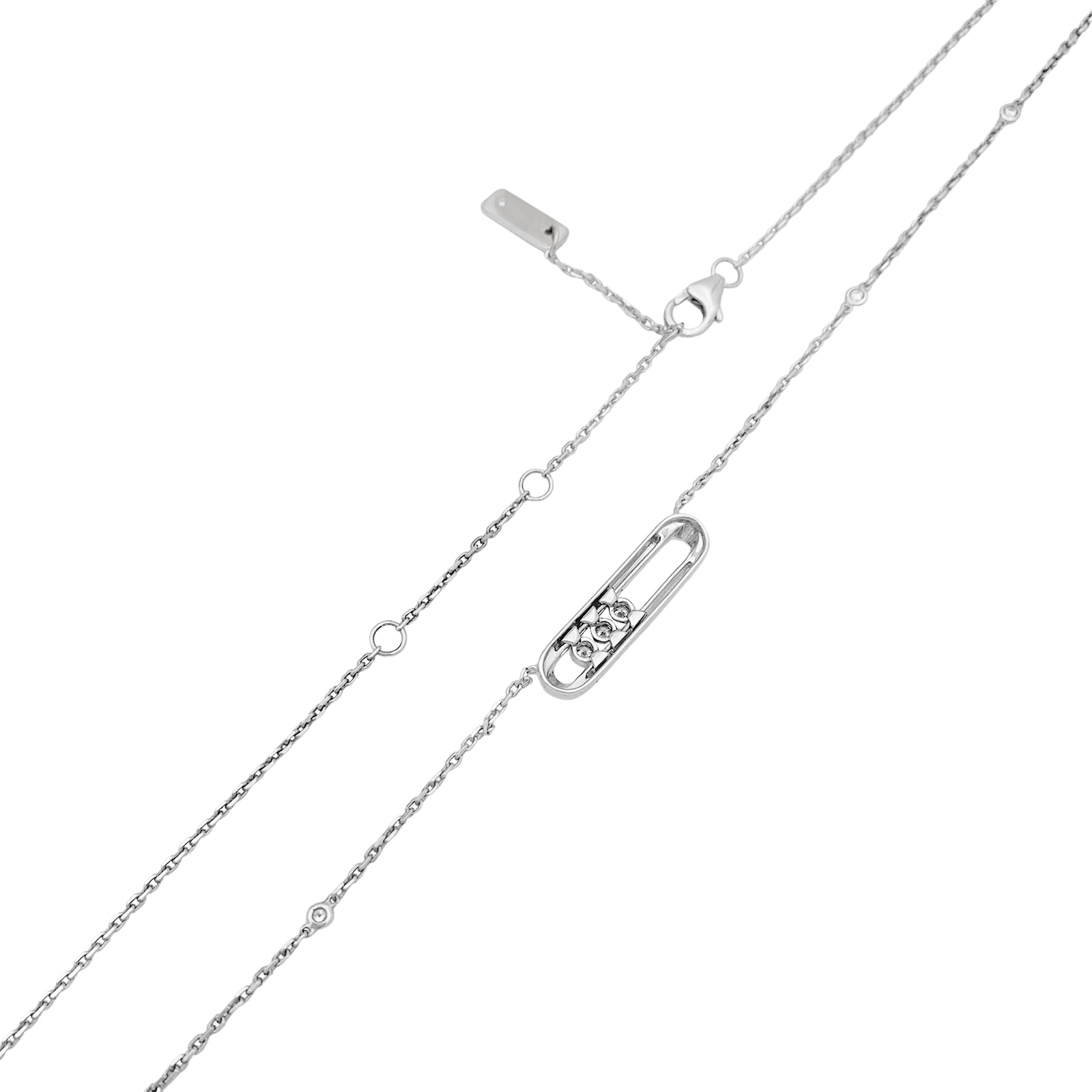 Collier-Sautoir Messika, "Baby Move", or blanc, diamants.