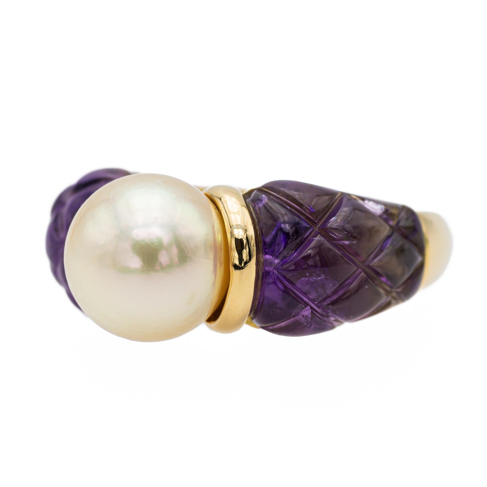 Fred Yellow Gold Ring Vintage Pearl