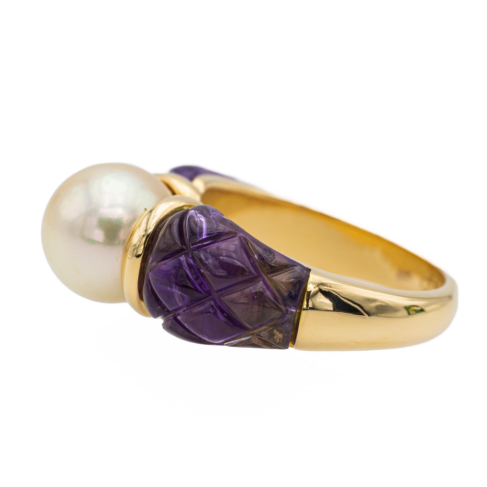 Fred Yellow Gold Ring Vintage Pearl