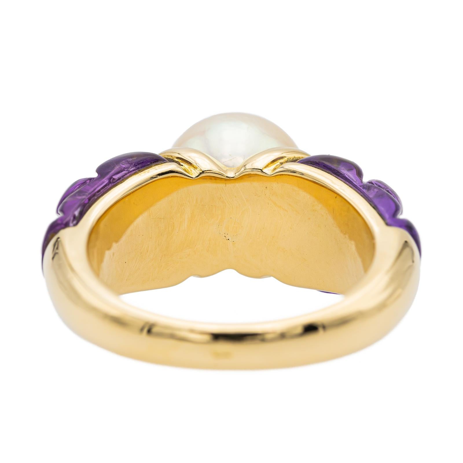 Fred Yellow Gold Ring Vintage Pearl