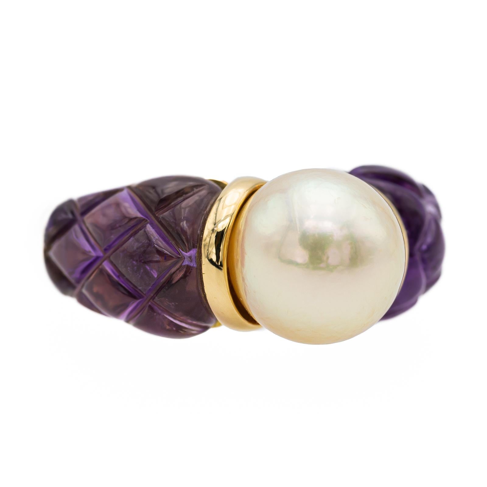 Fred Yellow Gold Ring Vintage Pearl