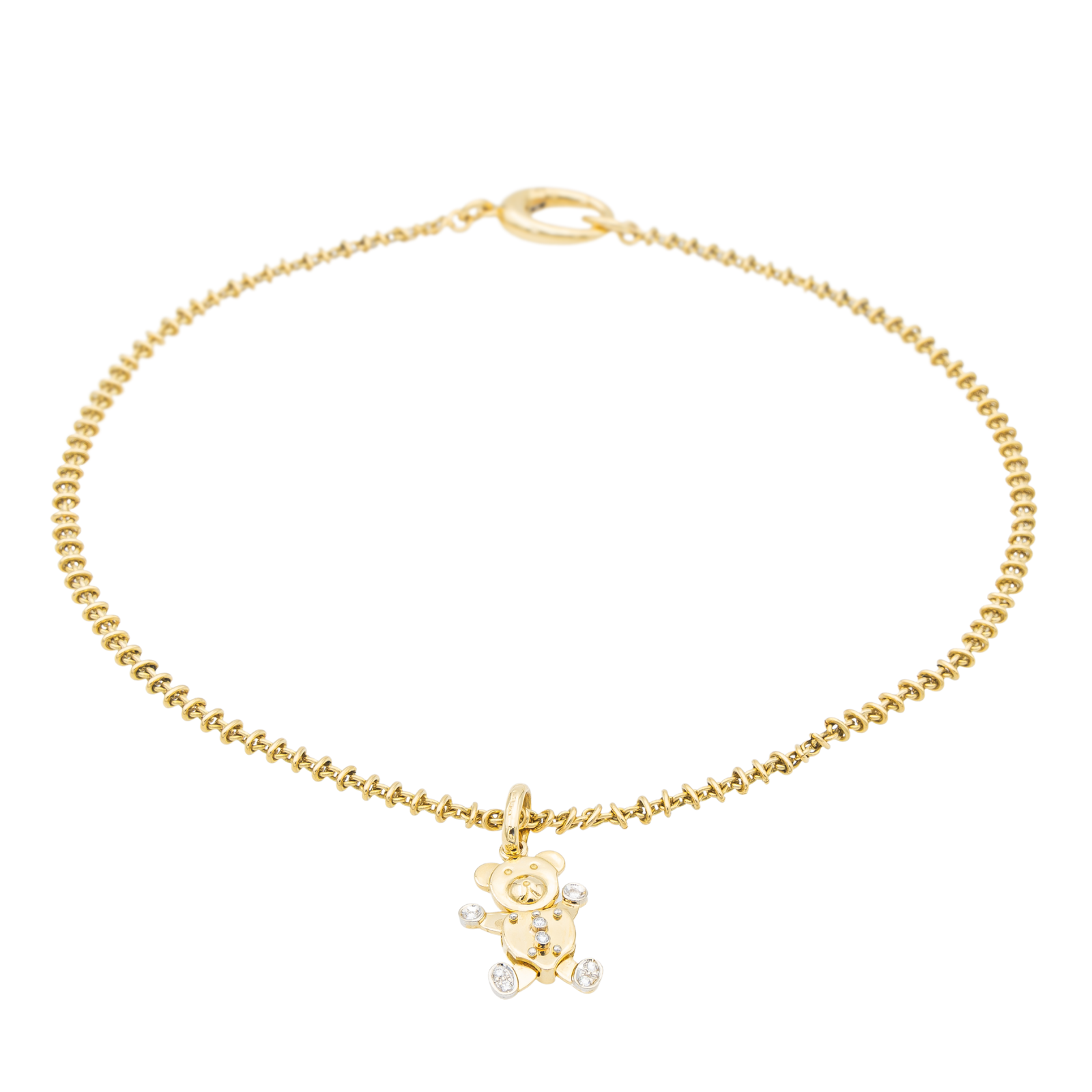 Pomellato Bear Necklace Yellow Gold, White Gold Diamond