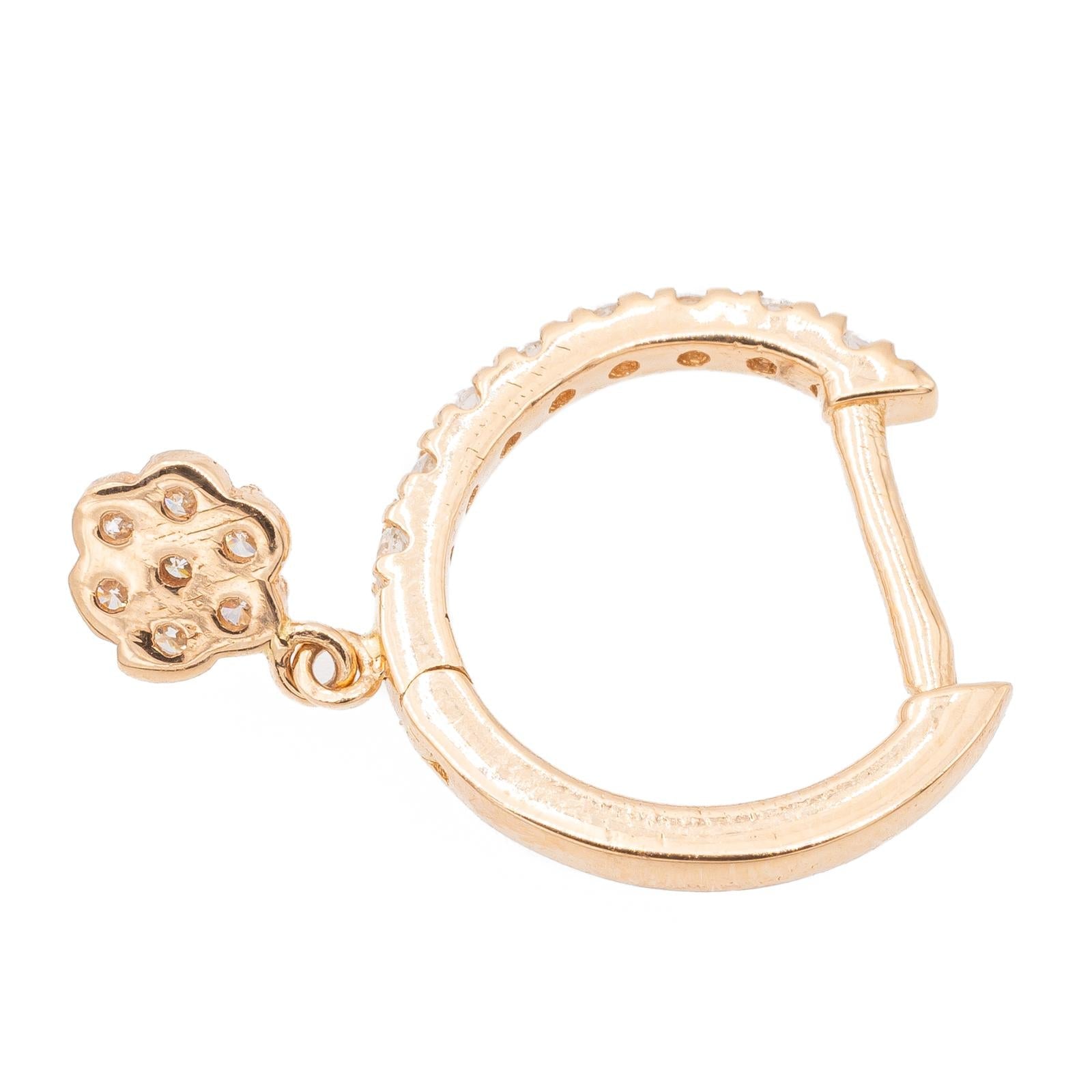 Ginette NY Boucles d'oreilles Be mine lotus solo Or rose Diamant