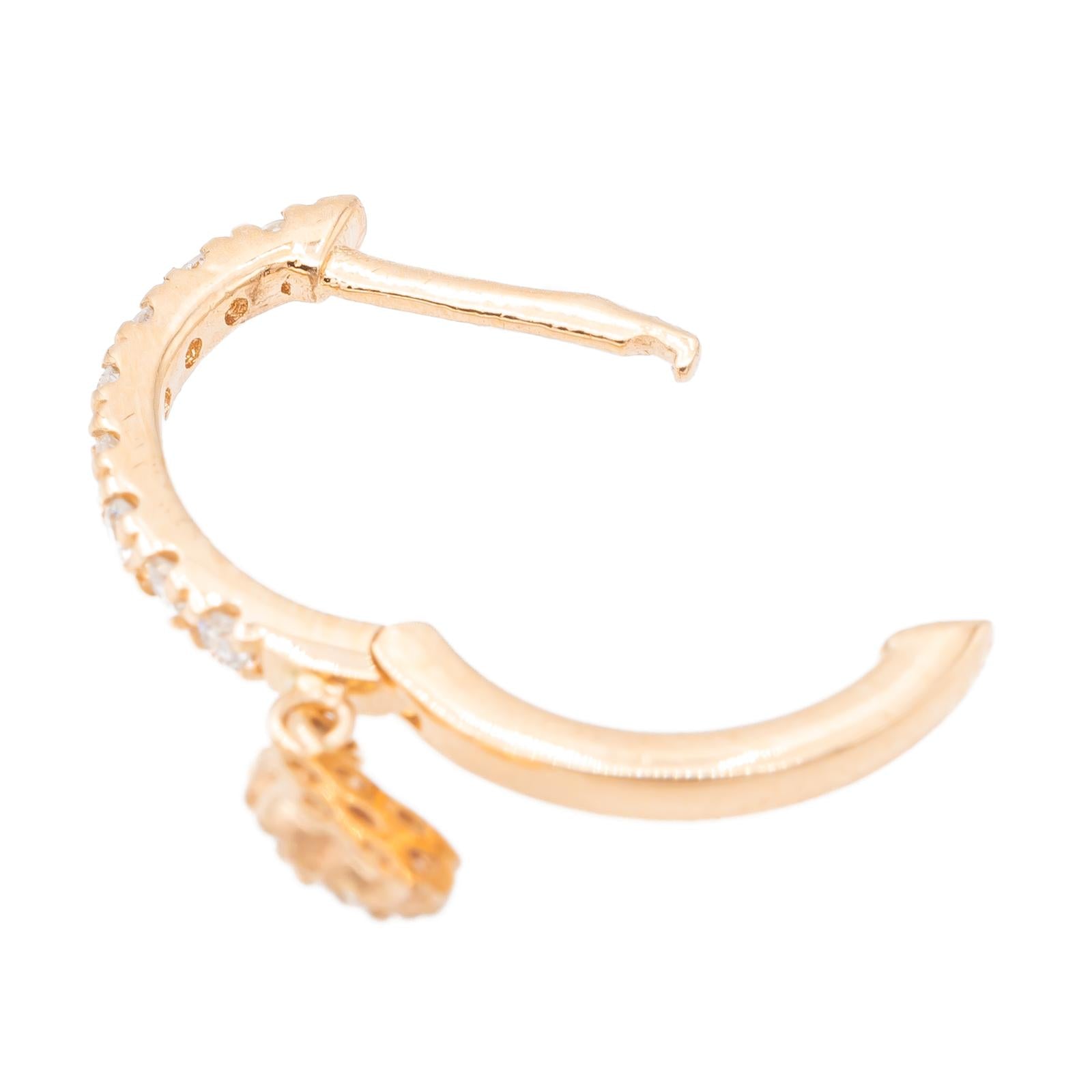 Ginette NY Boucles d'oreilles Be mine lotus solo Or rose Diamant