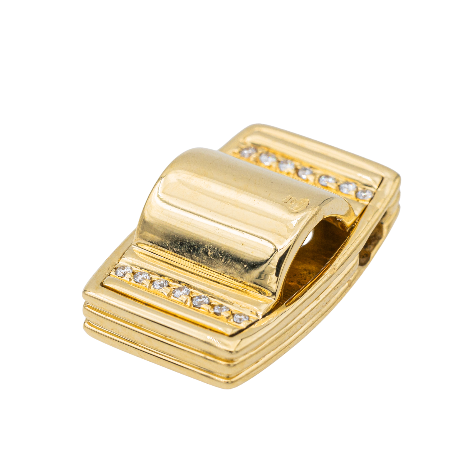 Poiray Godron Pendant Yellow Gold Diamond