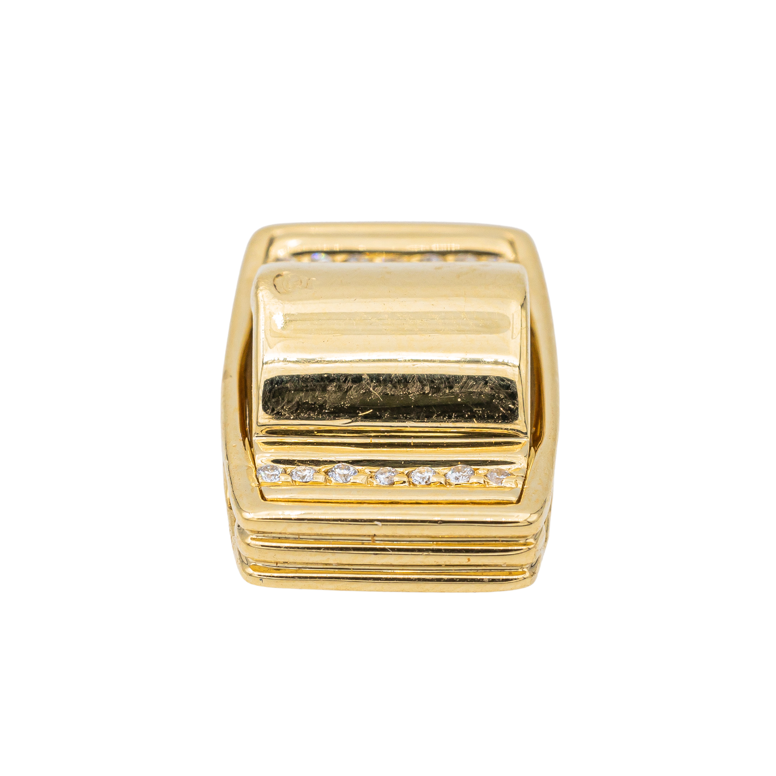 Poiray Godron Pendant Yellow Gold Diamond