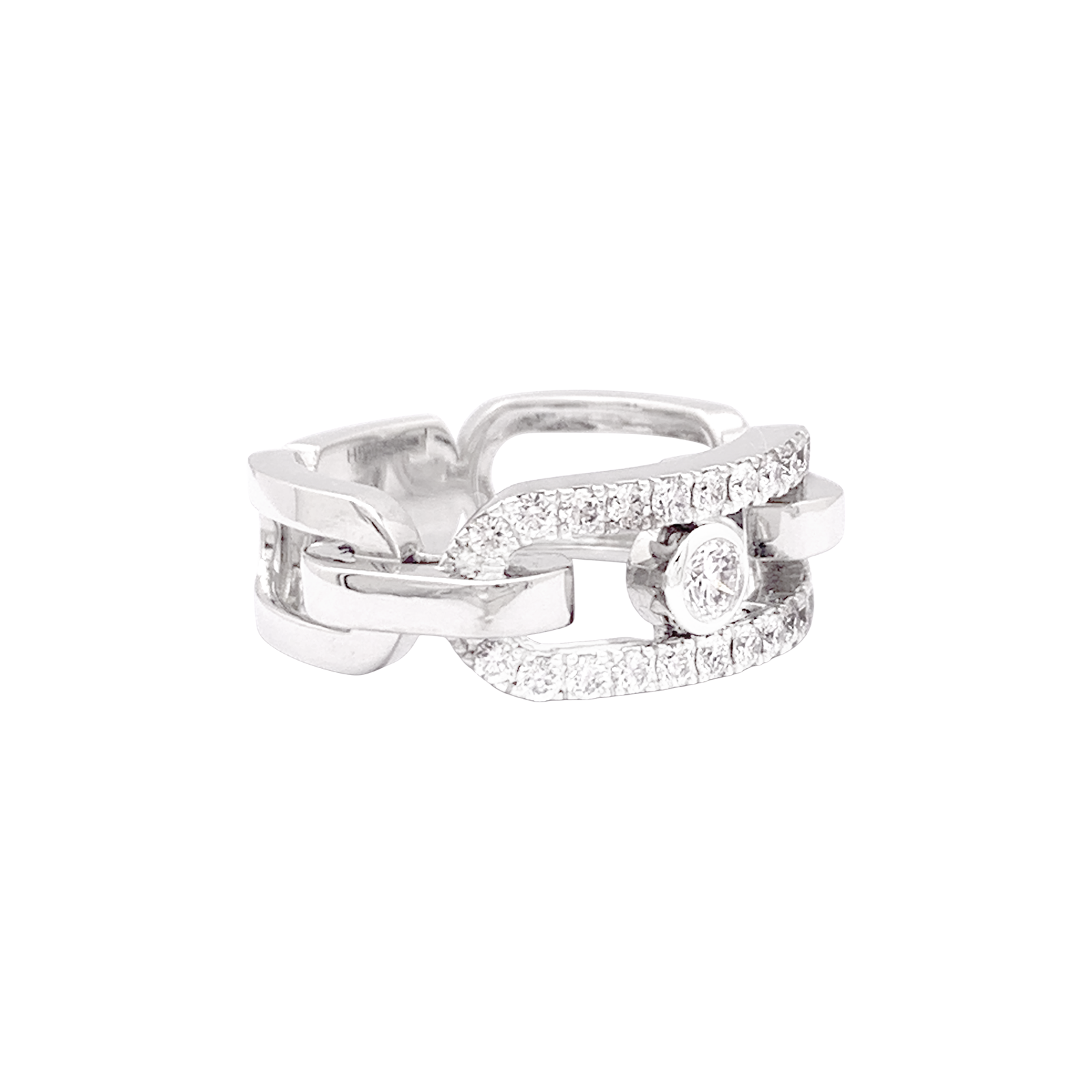 Bague Messika, "Move Link", or blanc, diamants.