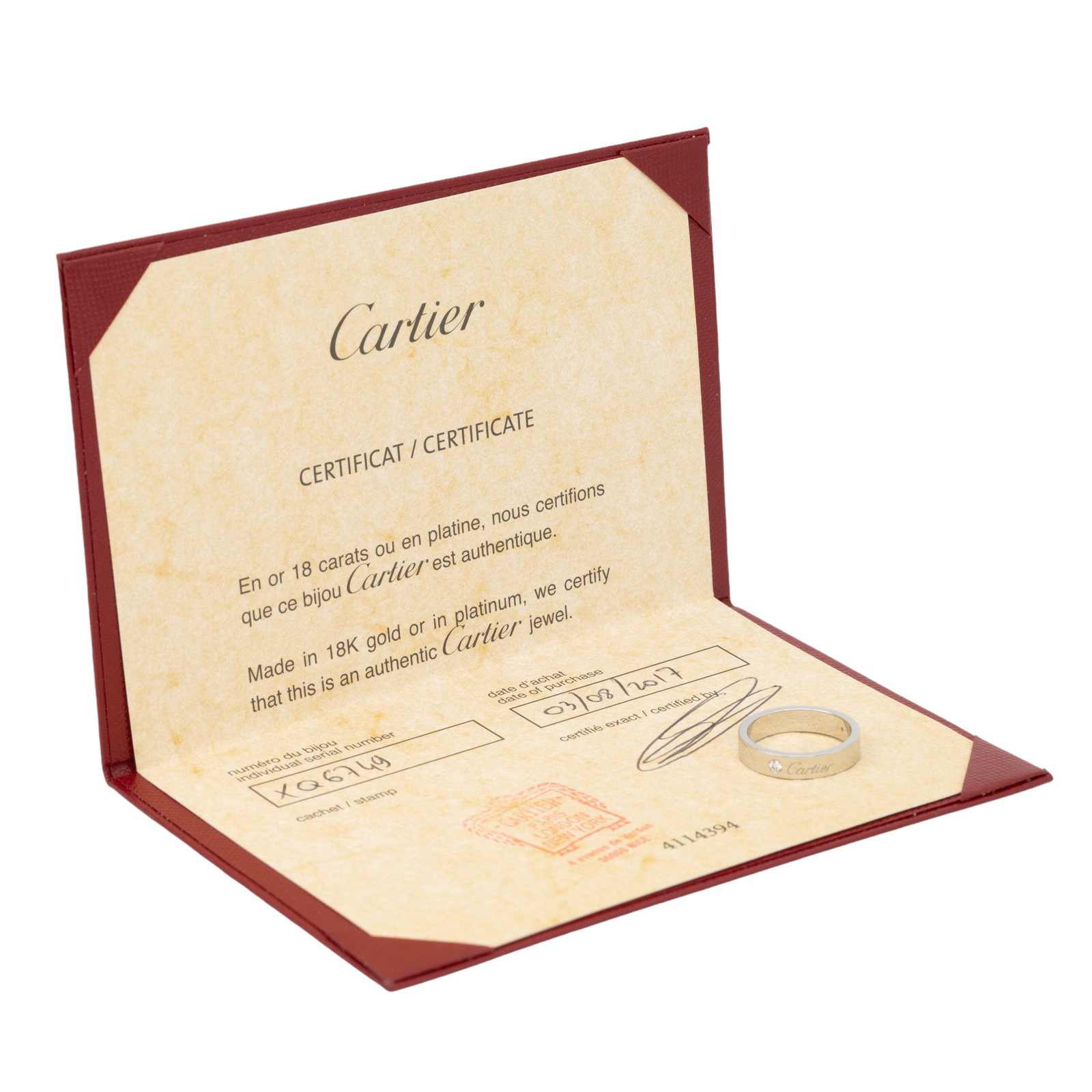 Cartier Le C Platinum Diamond Wedding Ring