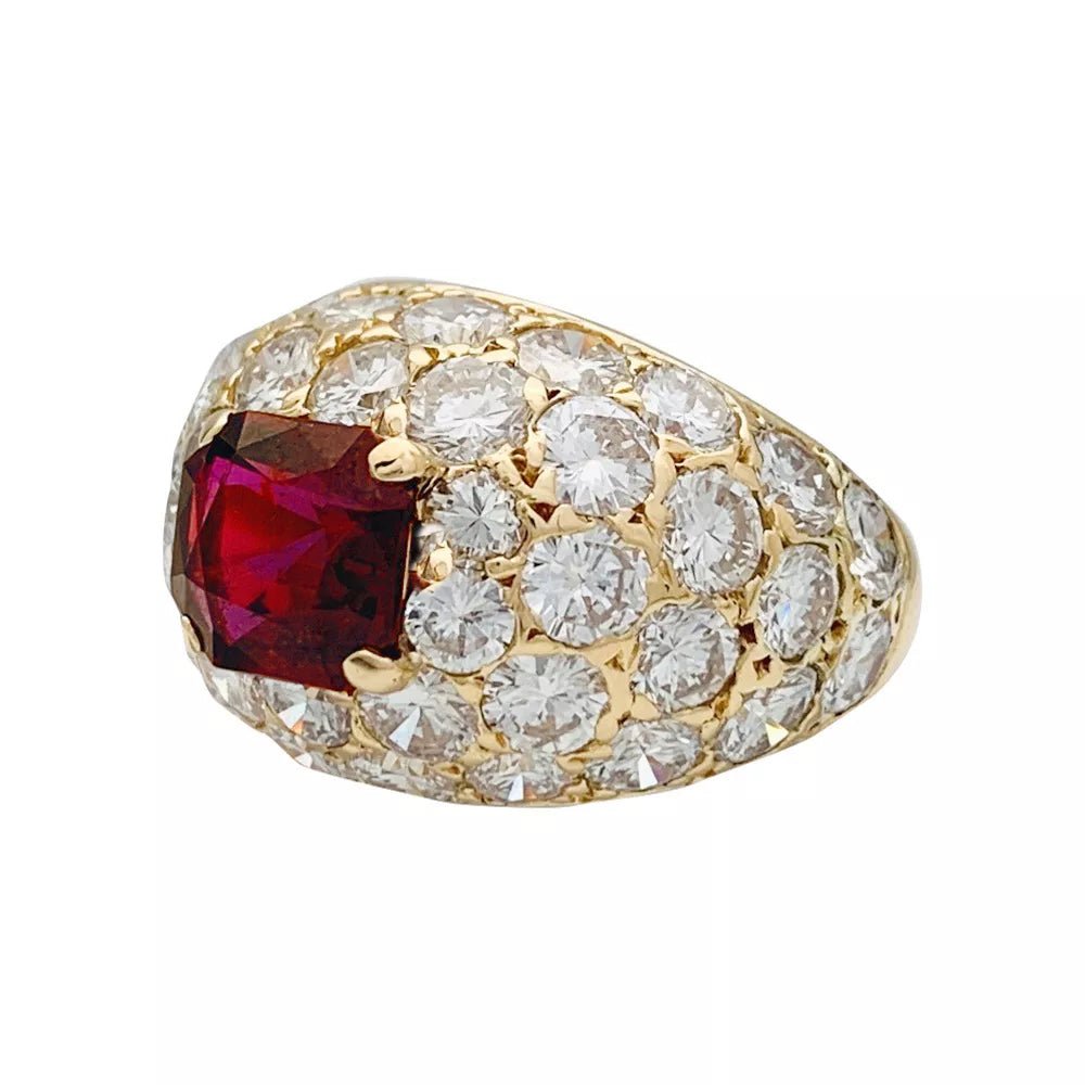 Bague jonc de luxe en or jaune rubis et diamants M.Gérard - Maison Eloe