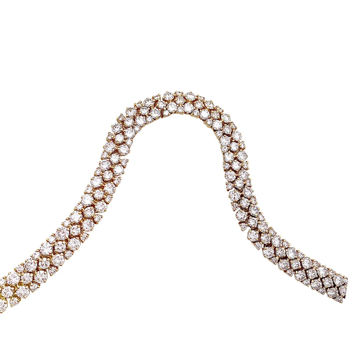 Collier "Rivière" or jaune, diamants.