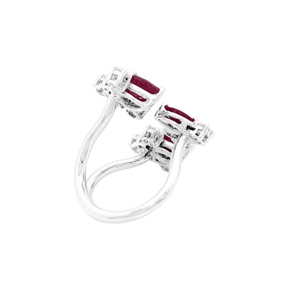 Bague ouverte, or blanc, rubis et diamants. - Maison Eloe