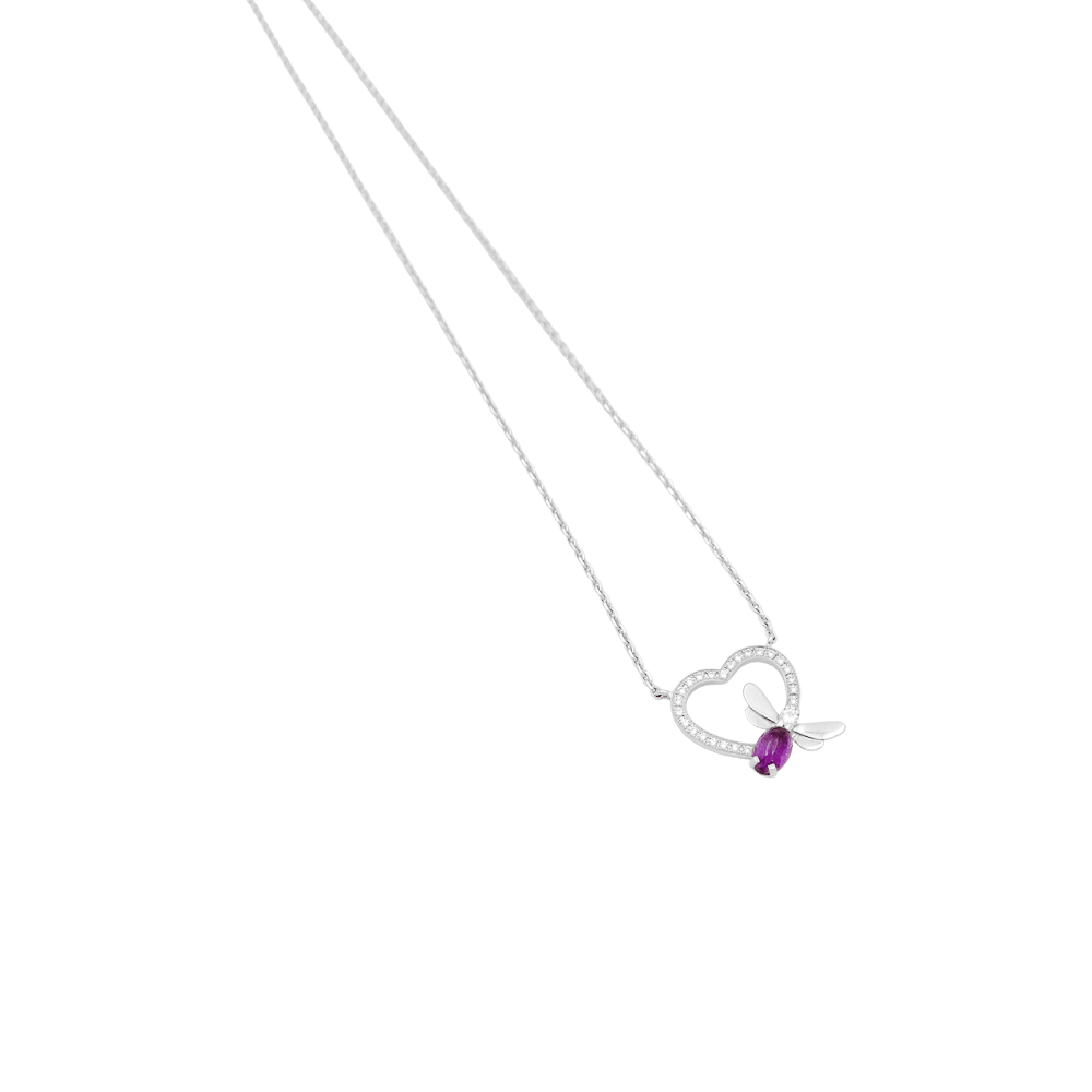 Collier Chaumet, « Attrape-moi si tu m’aimes », or blanc, améthyste, diamants.