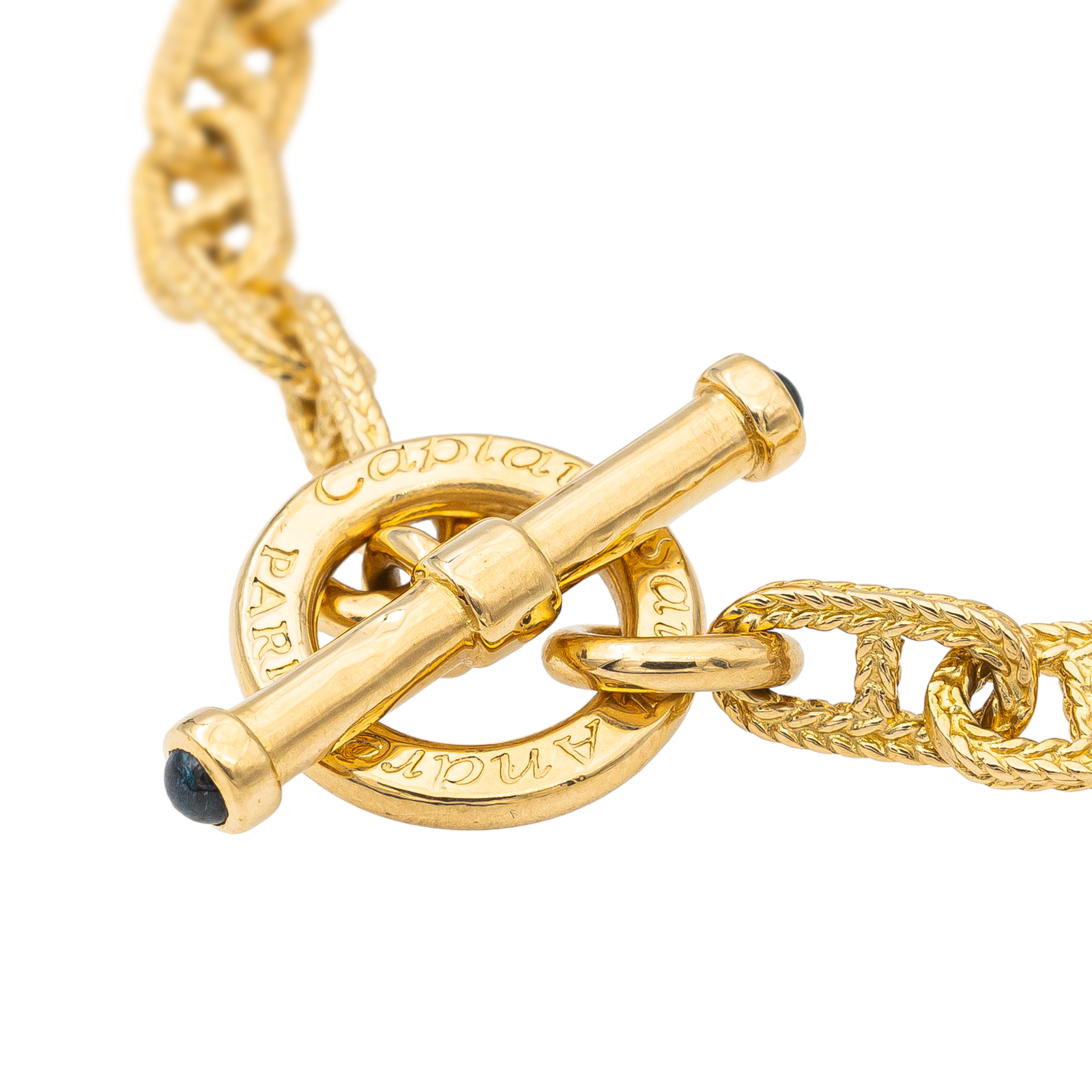 Caplain Saint André Navy Mesh Bracelet Yellow Gold Sapphire
