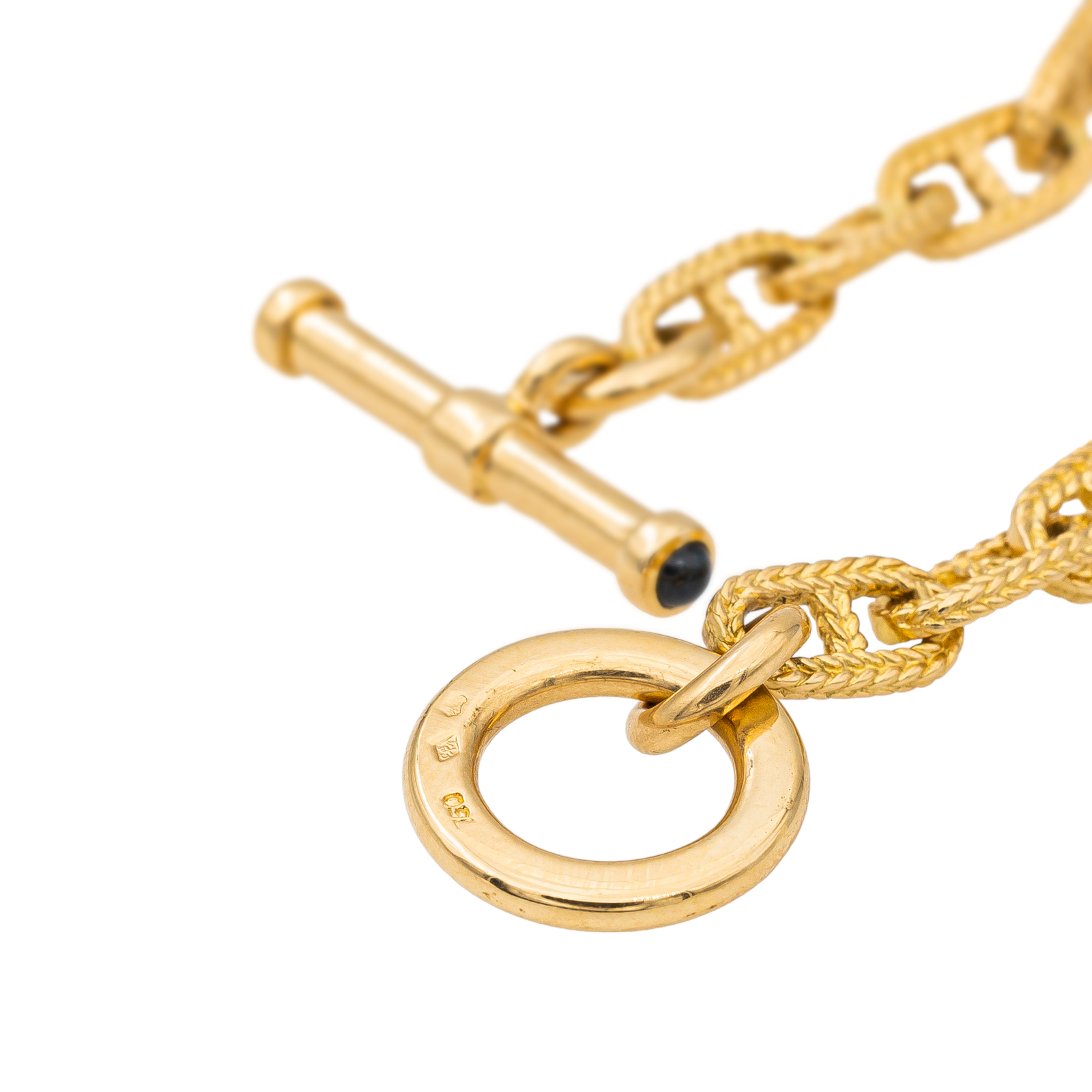Caplain Saint André Navy Mesh Bracelet Yellow Gold Sapphire
