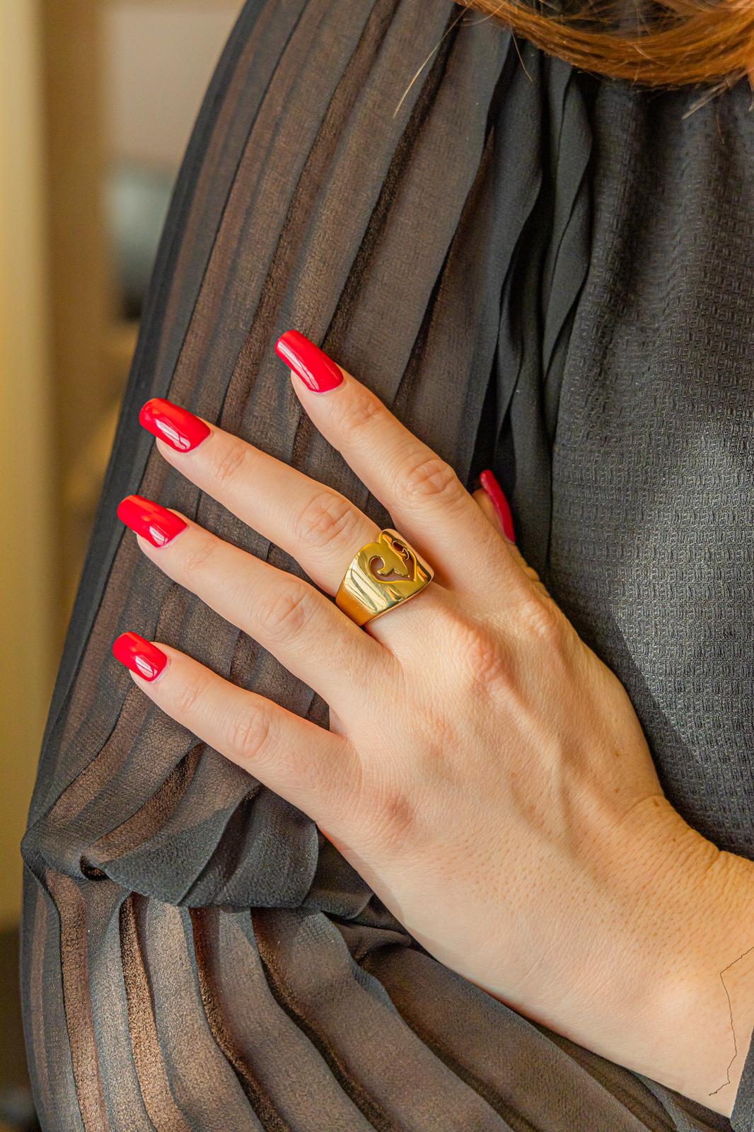 O.J. Perrin Bague Cocktail Cœur légende Or jaune
