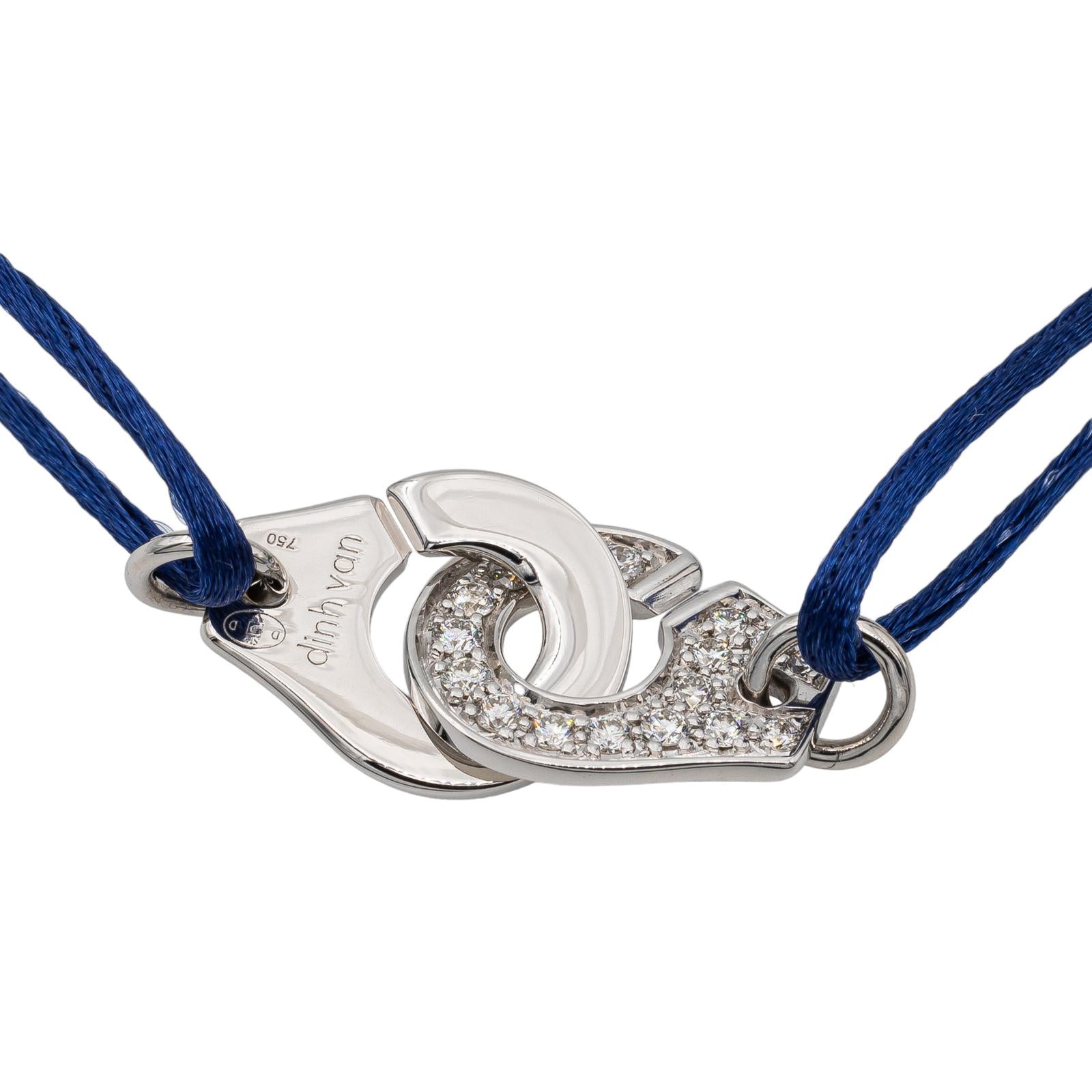Dinh Van White Gold Diamond Handcuff Cord Bracelet